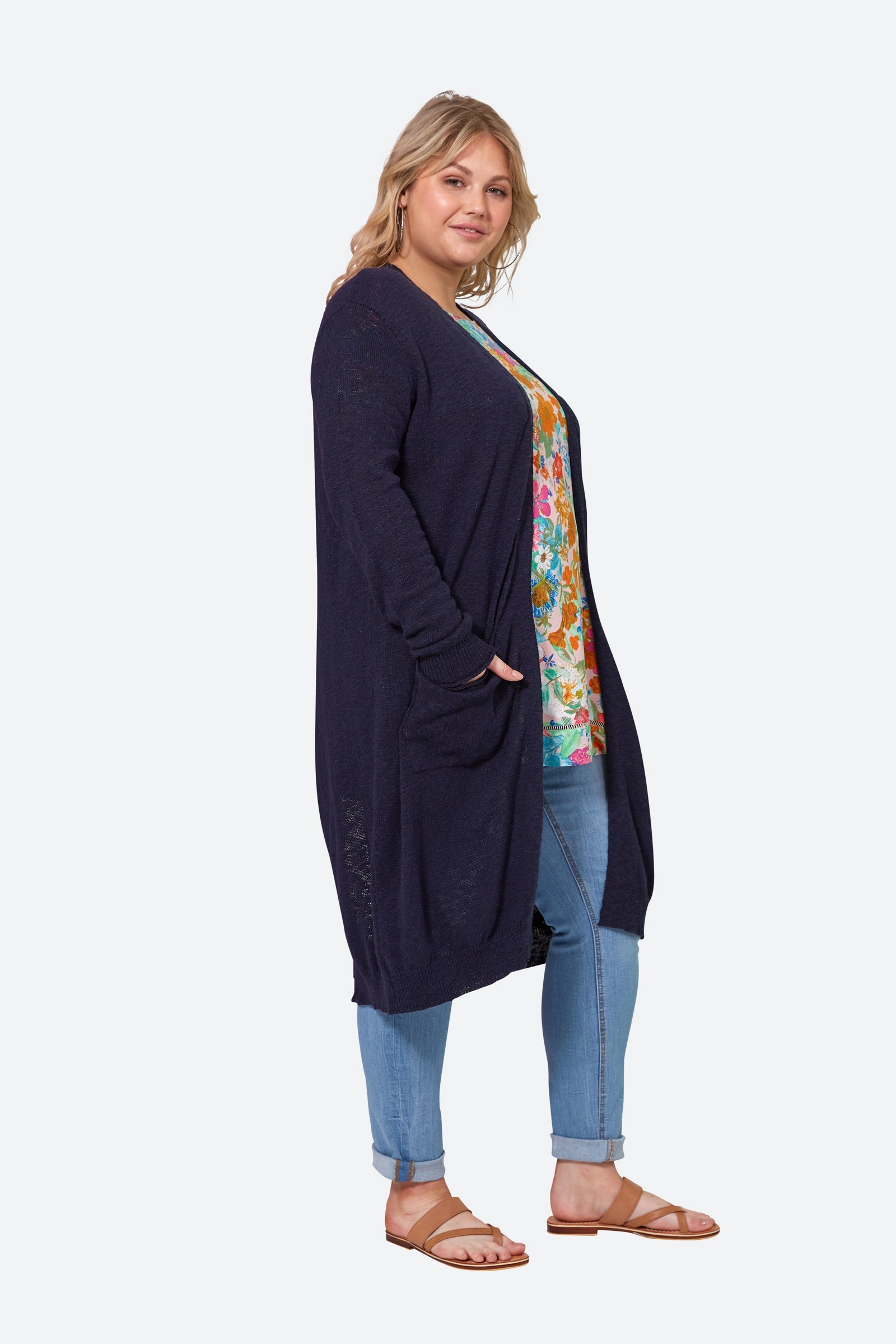 Jovial Cardigan - Sapphire - eb&ive Clothing - Knit Cardigan Long