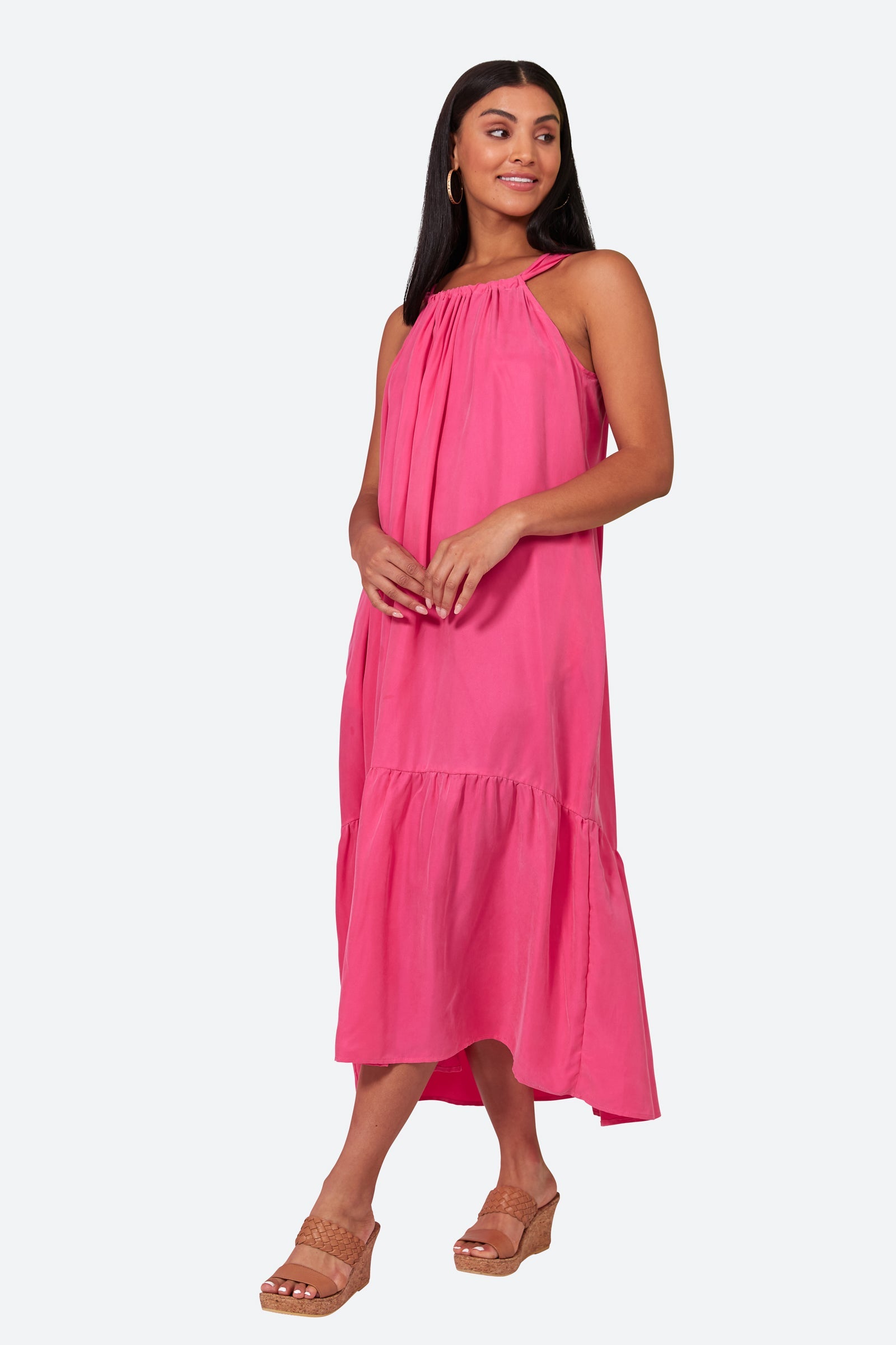 Elixir Tank Dress - Dragonfruit - eb&ive Clothing - Dress Strappy Mid Cupro