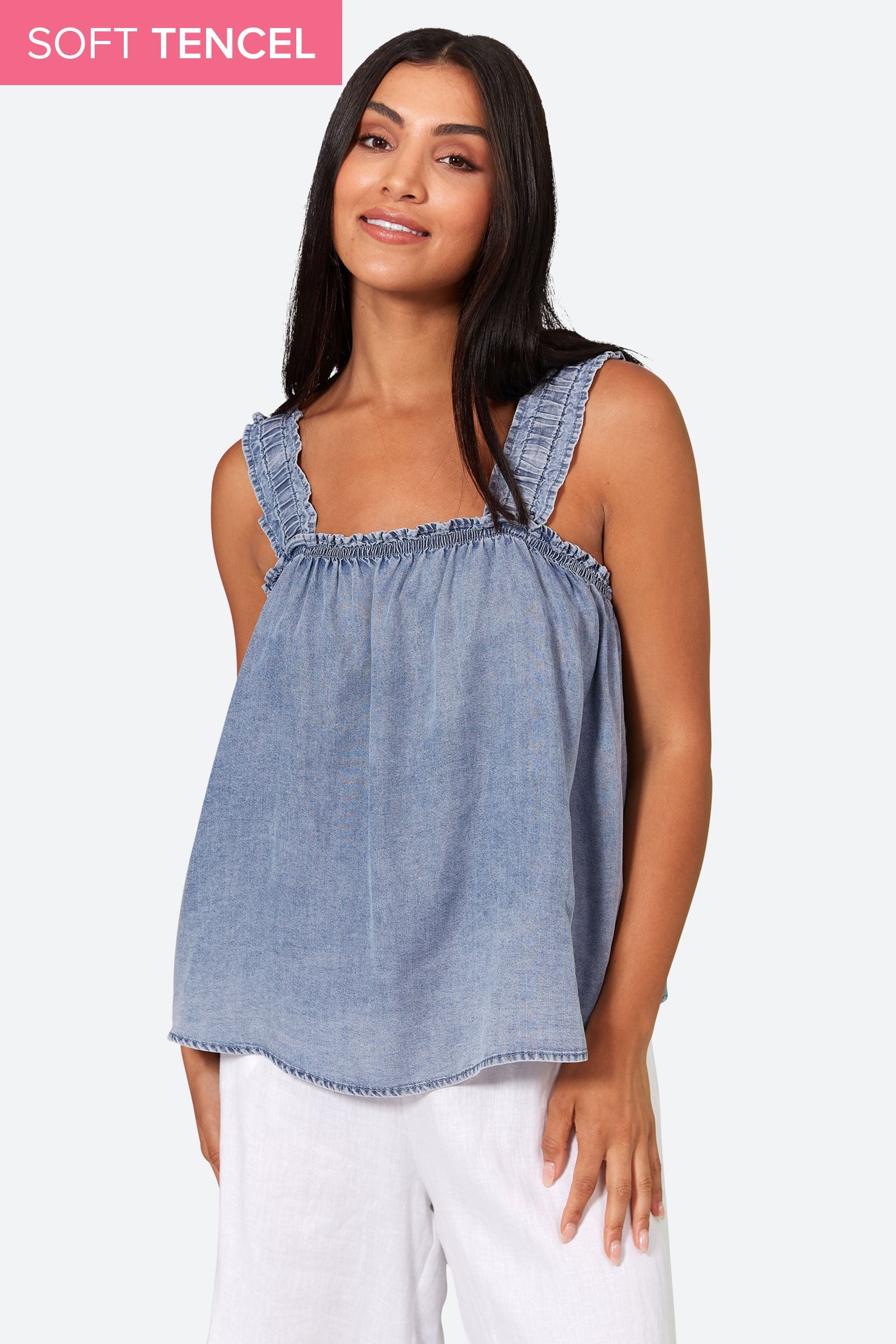 Elan Tank - Denim - eb&ive Clothing - Top Strappy