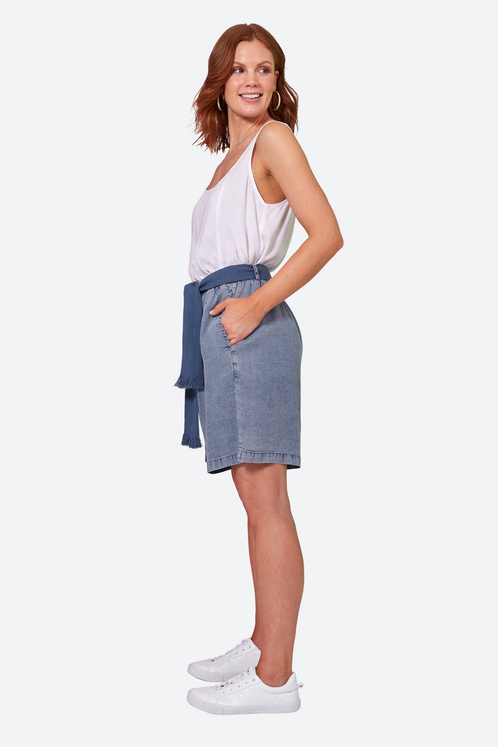 Elan Short - Denim - eb&ive Clothing - Short Woven