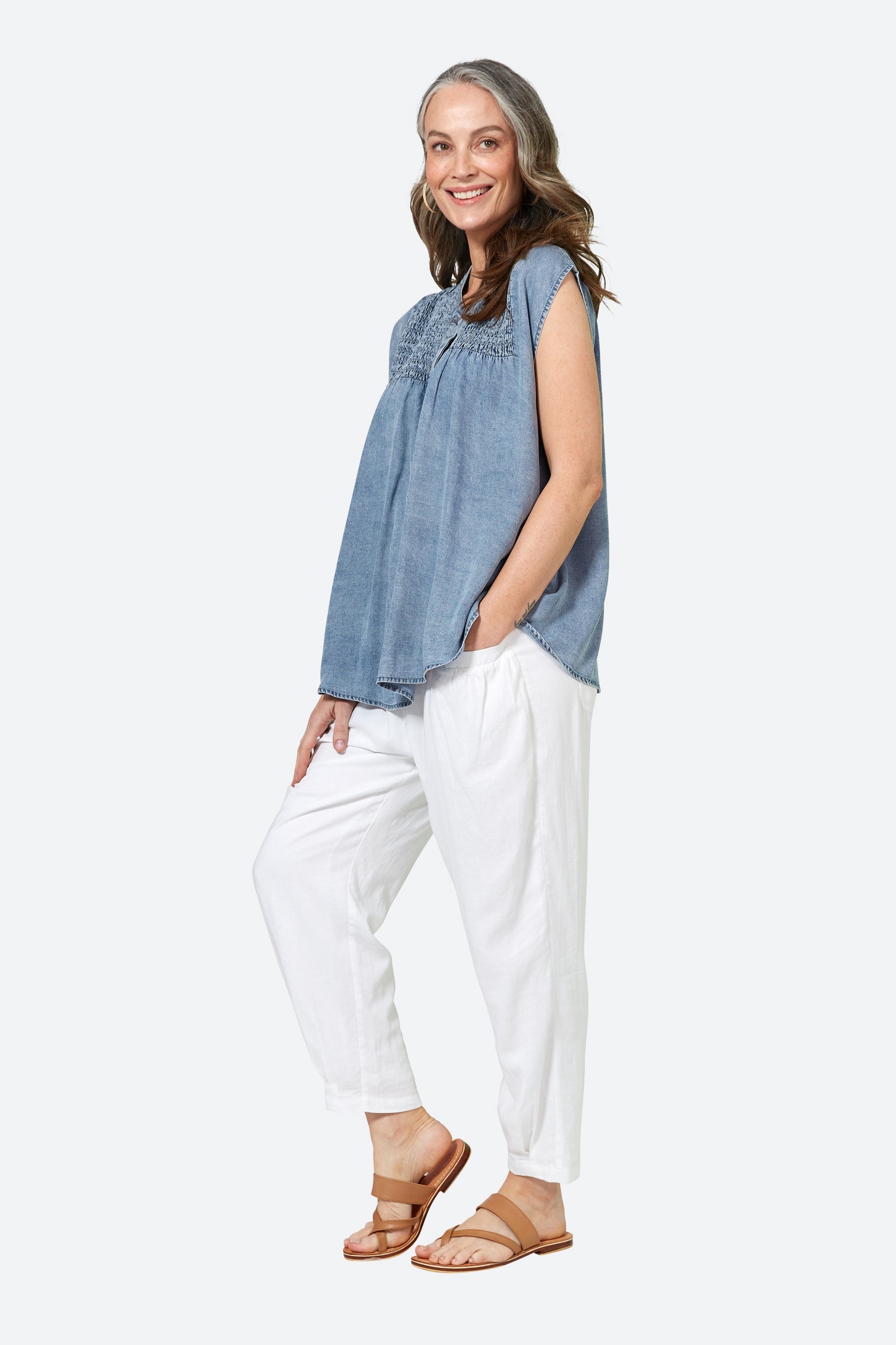 Elan Top - Denim - eb&ive Clothing - Top Sleeveless