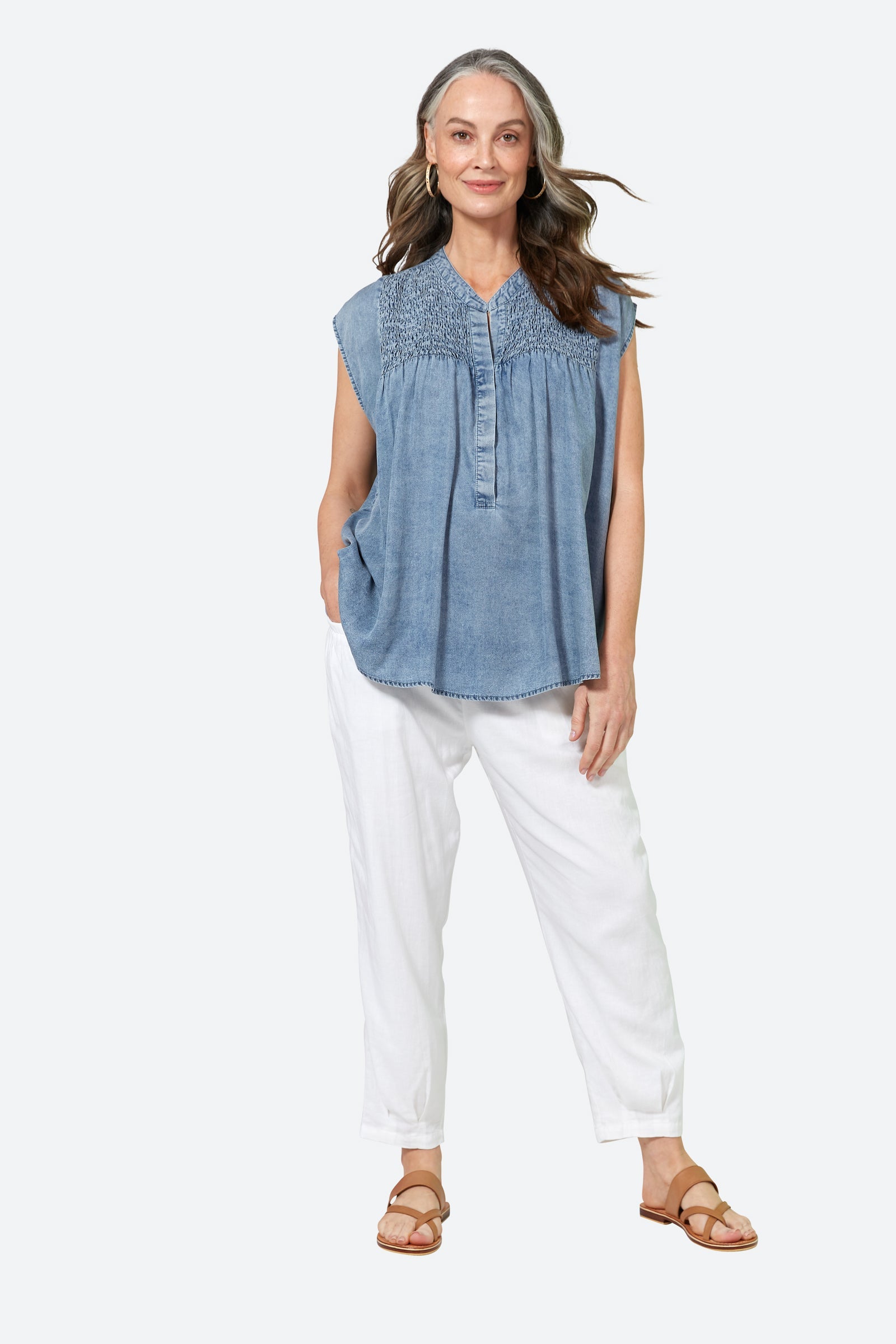 Elan Top - Denim - eb&ive Clothing - Top Sleeveless