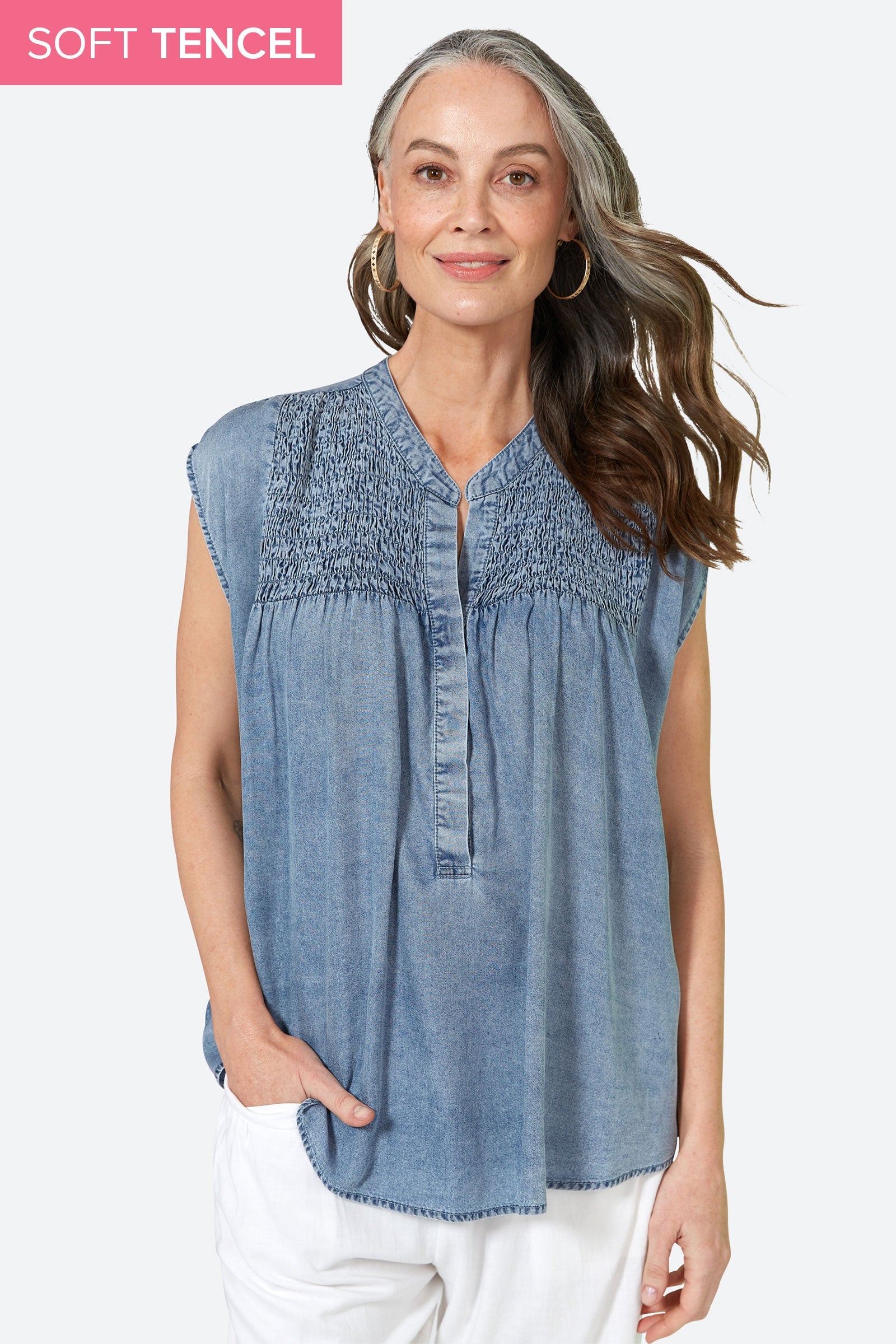 Elan Top - Denim - eb&ive Clothing - Top Sleeveless