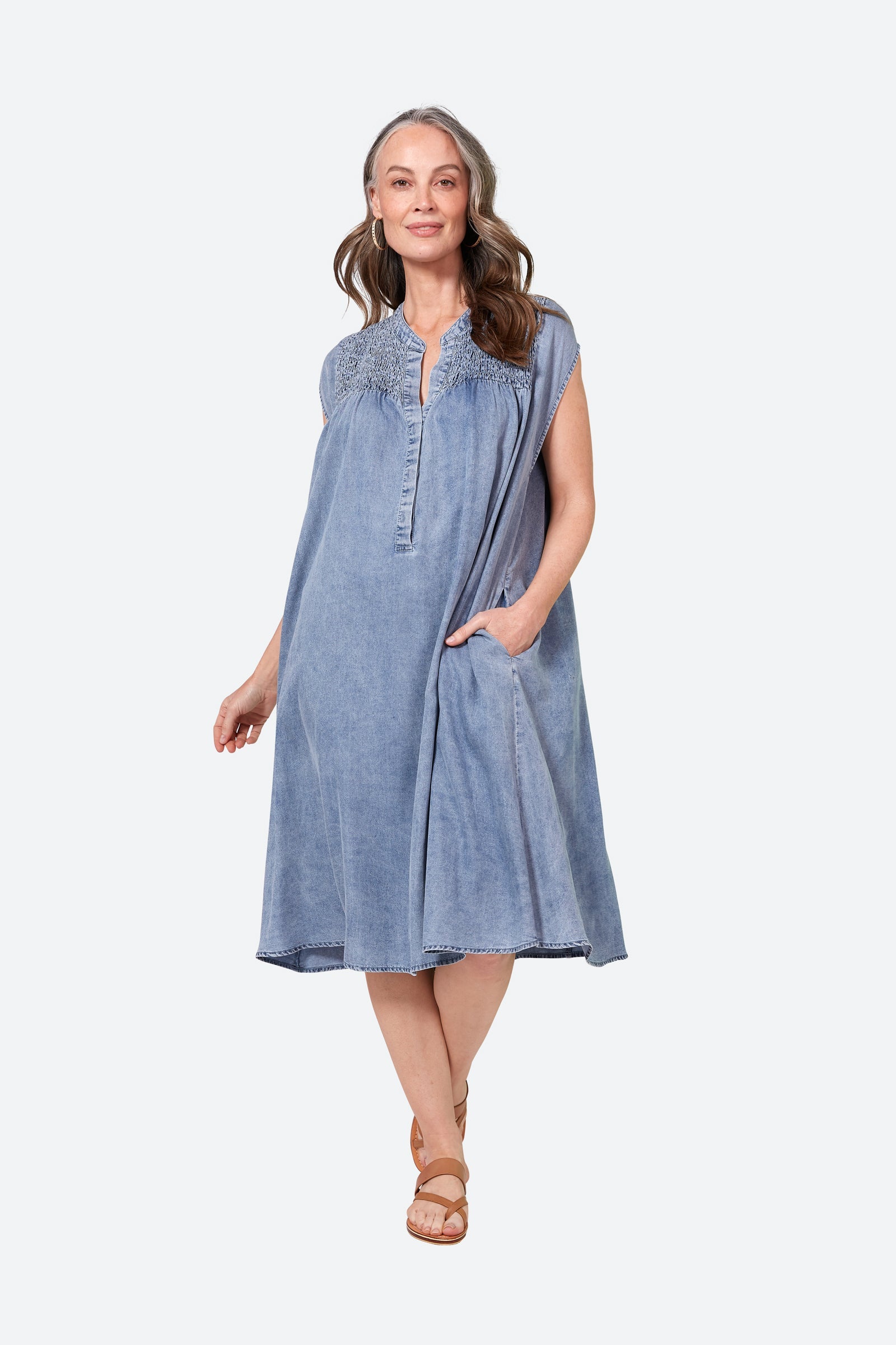 Elan Dress - Denim - eb&ive Clothing - Dress Mid