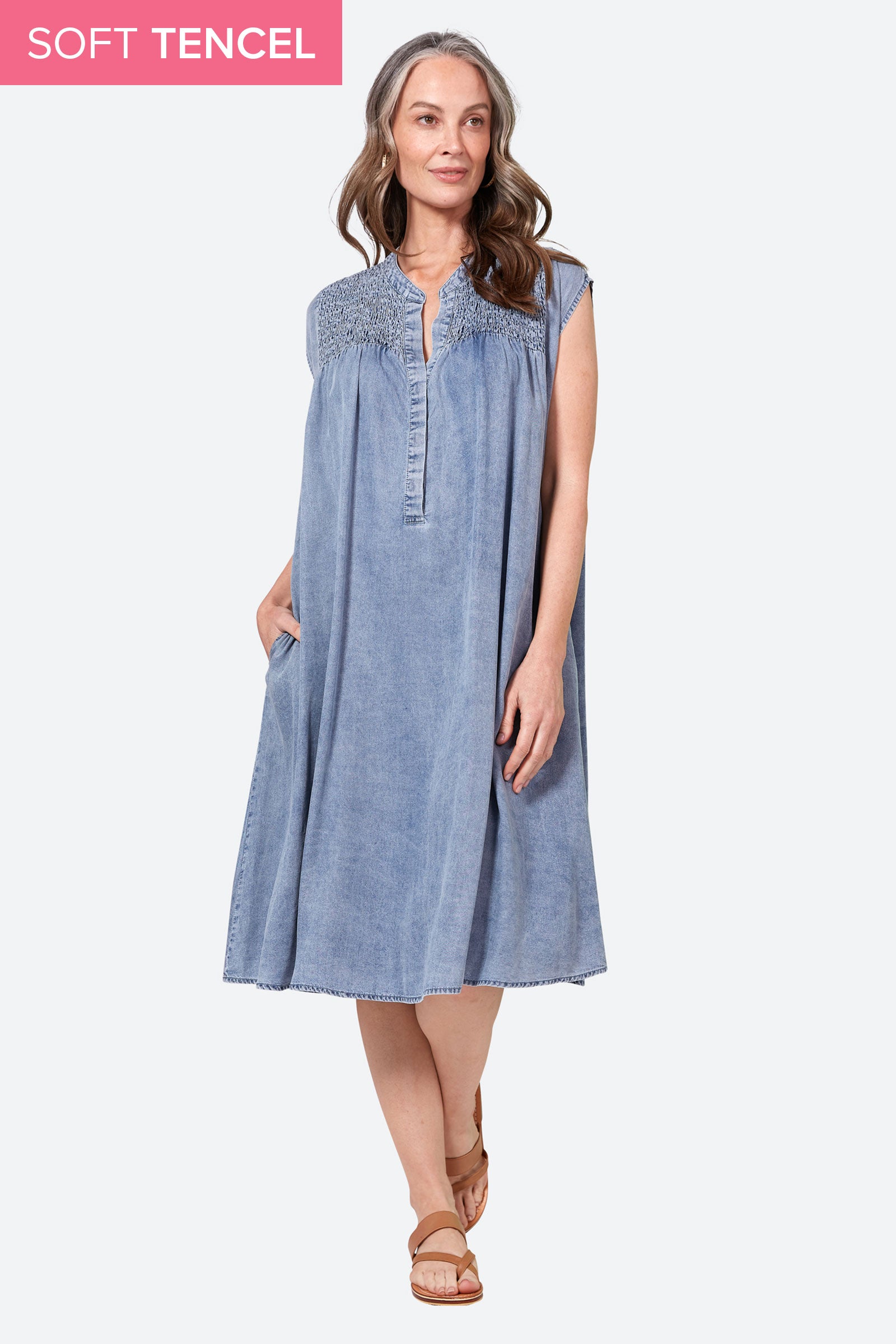 Elan Dress - Denim - eb&ive Clothing - Dress Mid
