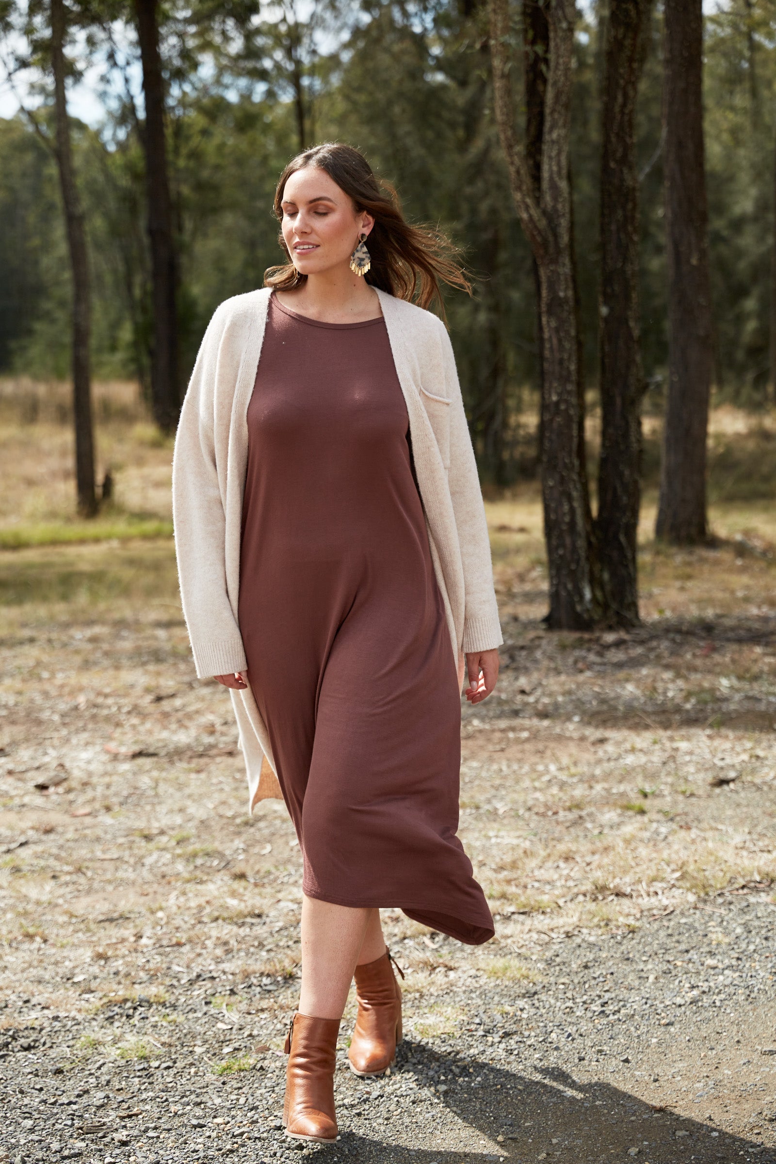 Paarl Longline Cardigan - Oat - eb&ive Clothing - Knit Cardigan Long One Size