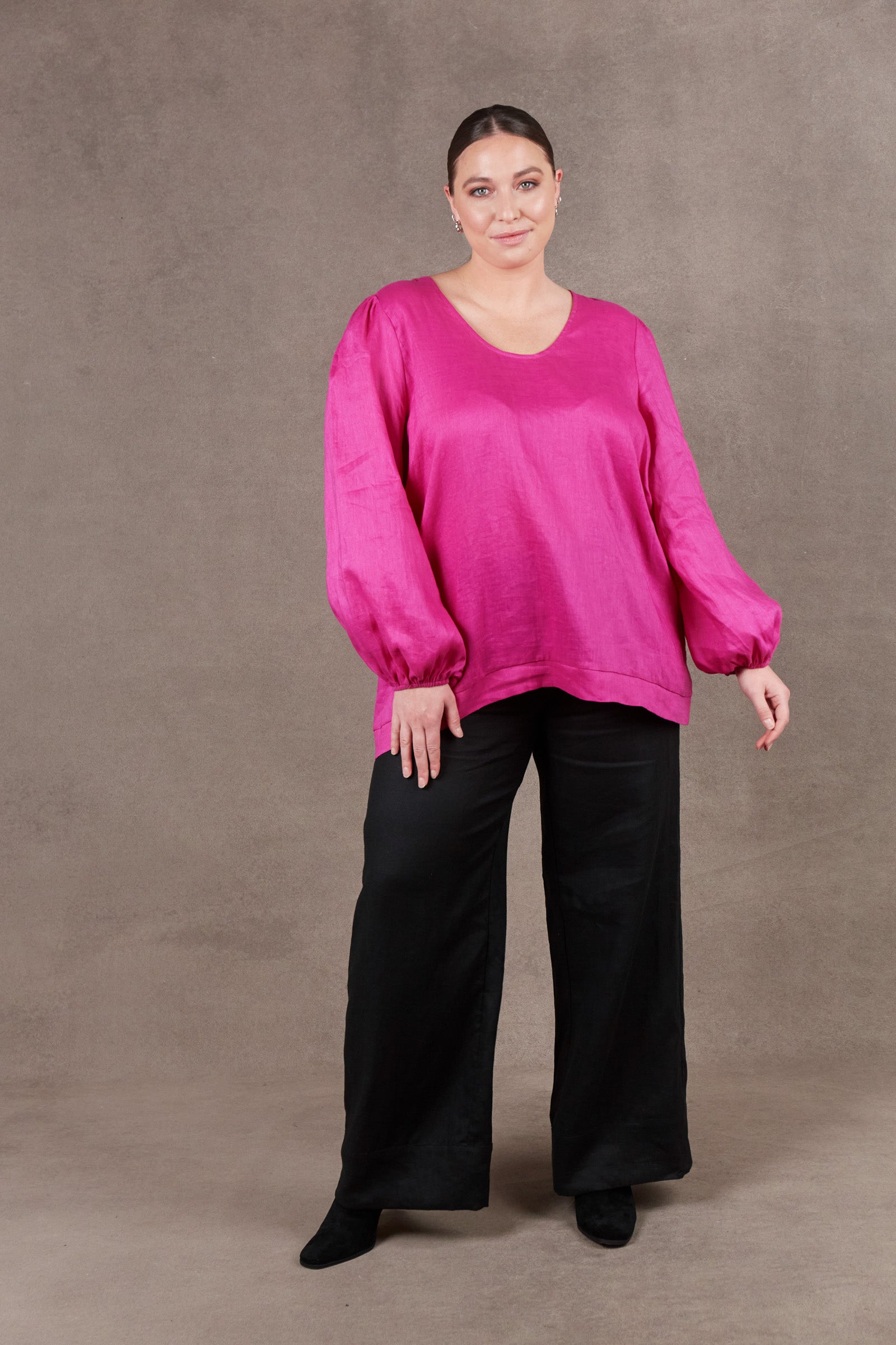Nama Top - Magenta - eb&ive Clothing - Top L/S Linen
