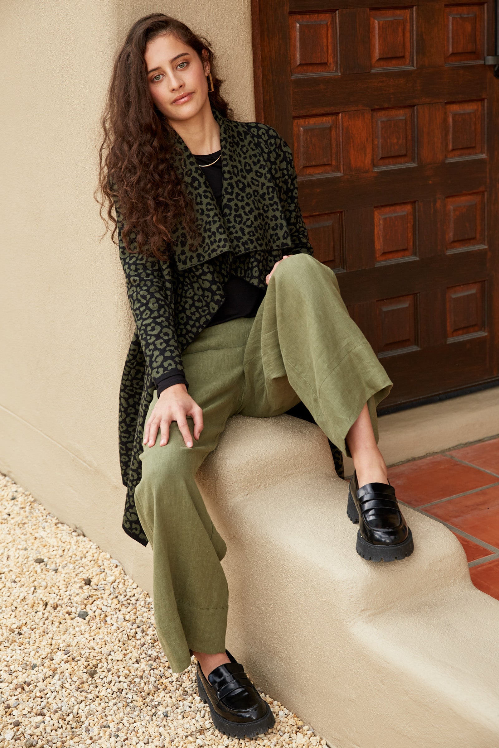 Pilbara Waterfall Cardigan - Olive - eb&ive Clothing - Knit Cardigan One Size