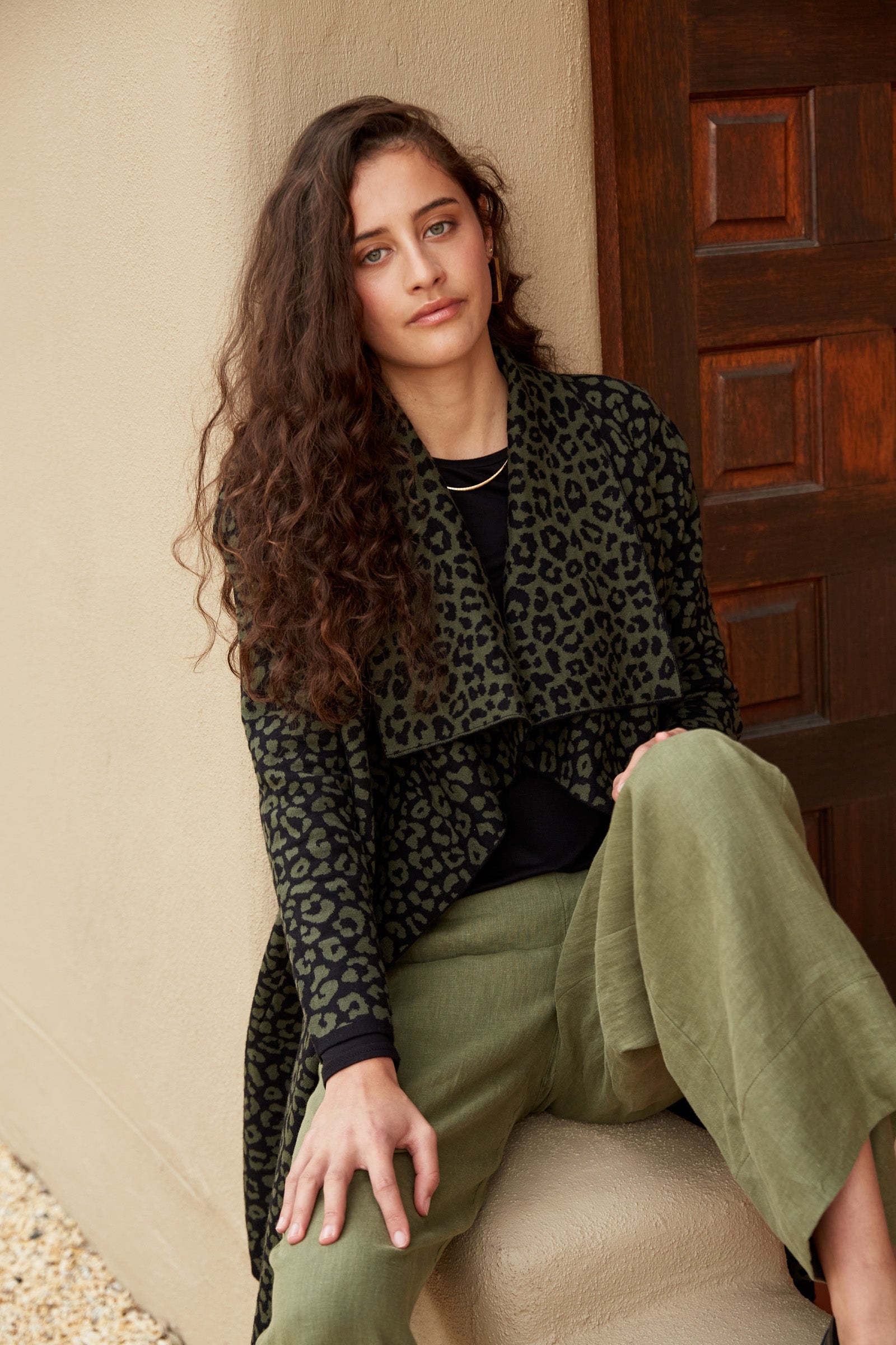 Pilbara Waterfall Cardigan - Olive - eb&ive Clothing - Knit Cardigan One Size