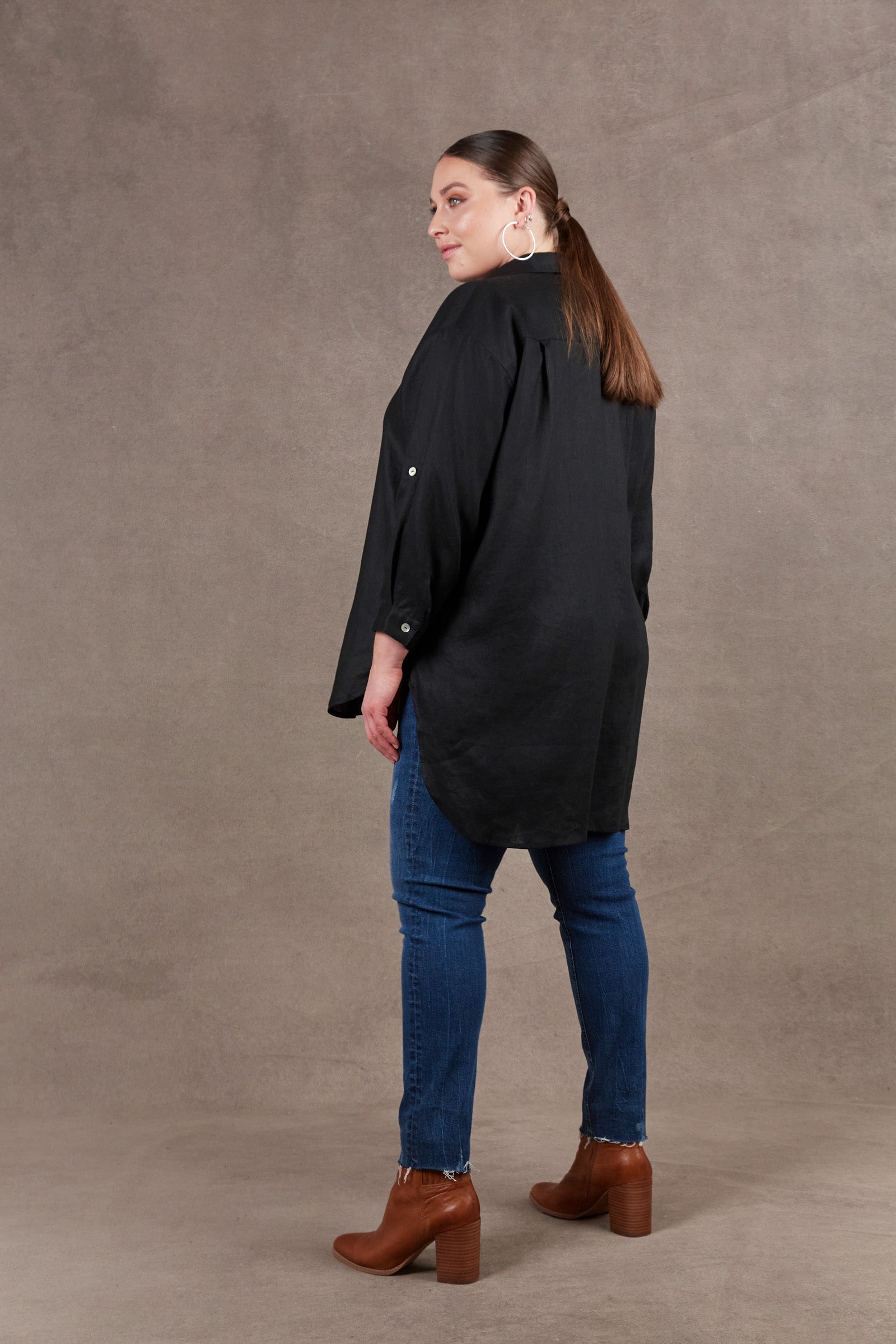Nama Frill Shirt - Ebony - eb&ive Clothing - Shirt Linen