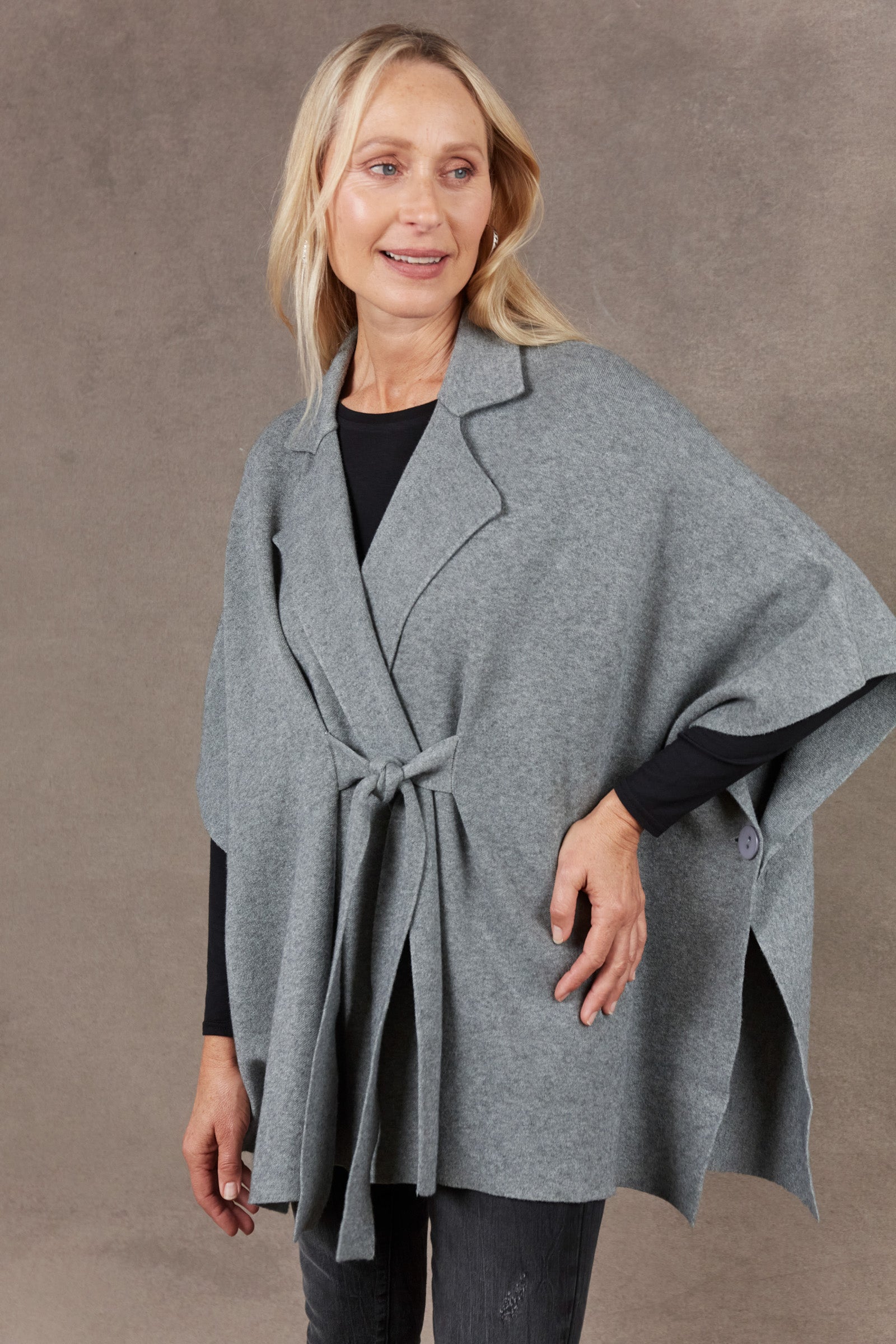 Nawi Cape - Smoke - eb&ive Clothing - Knit Cape