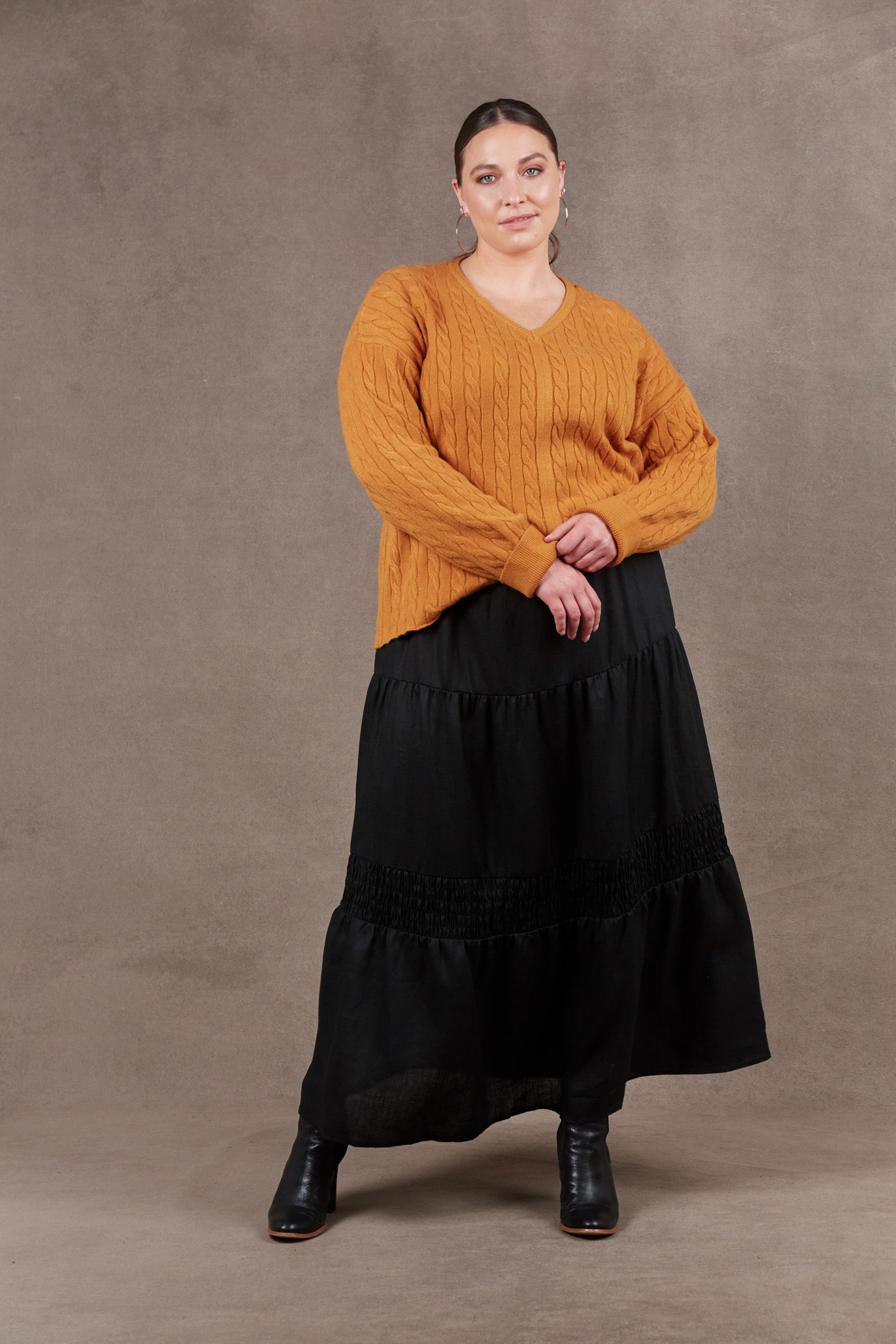 Alawa Cable Knit - Ochre - eb&ive Clothing - Knit Jumper