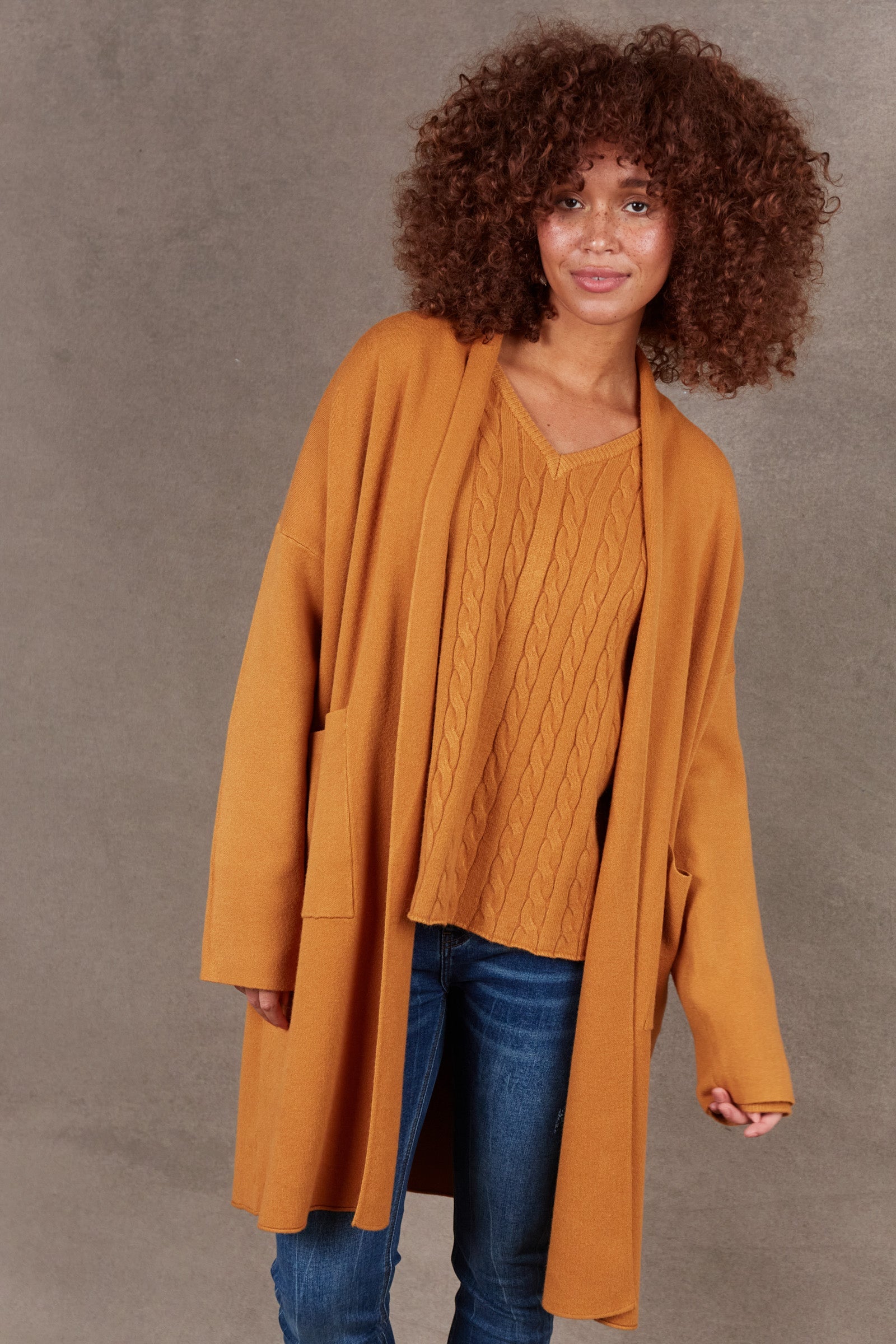 Alawa Cardigan - Ochre - eb&ive Clothing - Knit Cardigan Long One Size