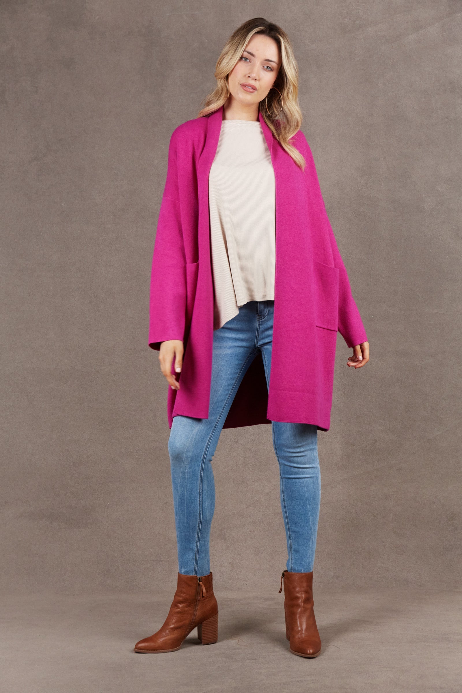 Alawa Cardigan - Magenta - eb&ive Clothing - Knit Cardigan Long One Size