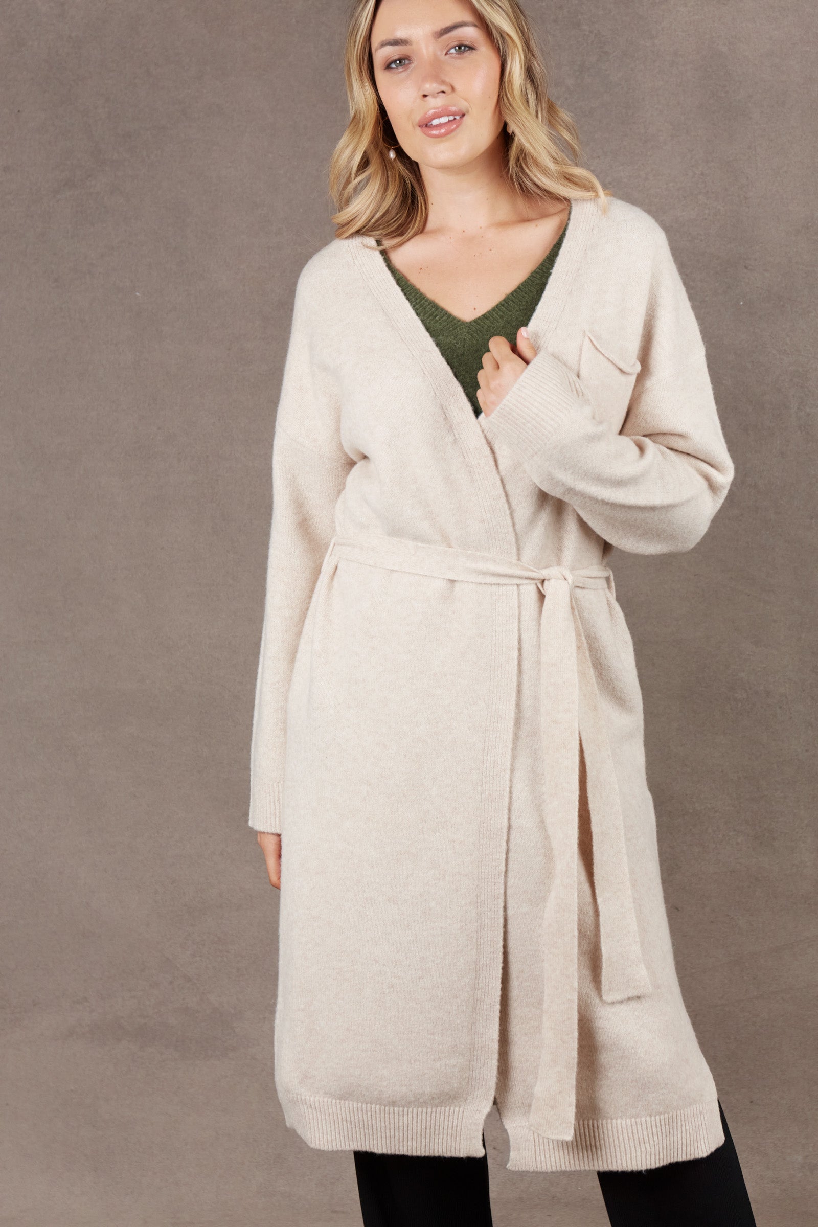 Paarl Longline Cardigan - Oat - eb&ive Clothing - Knit Cardigan Long One Size