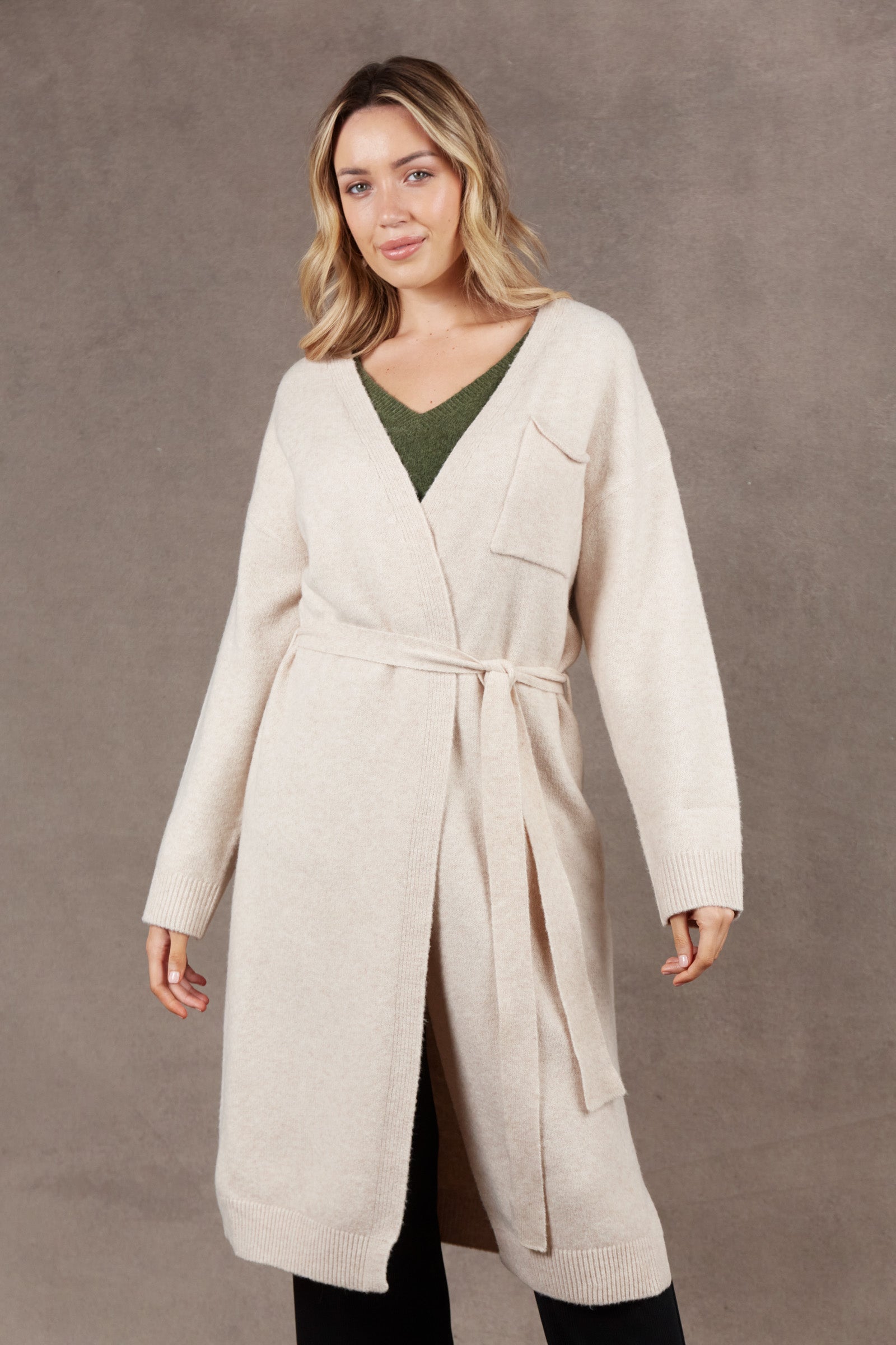 Paarl Longline Cardigan - Oat - eb&ive Clothing - Knit Cardigan Long One Size