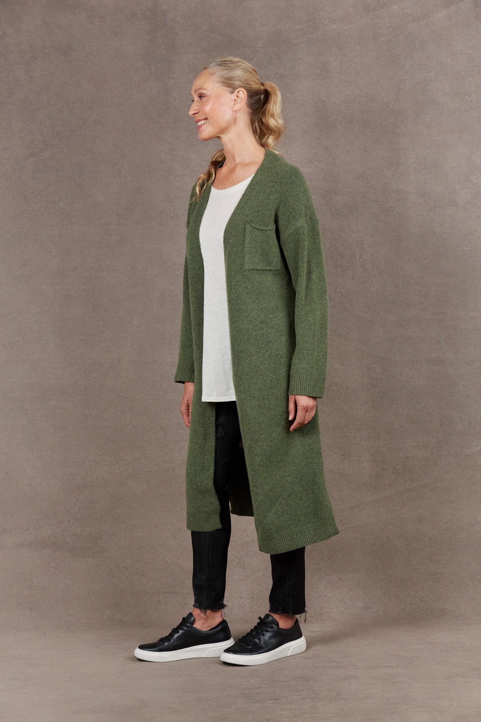 Paarl Longline Cardigan - Moss - eb&ive Clothing - Knit Cardigan Long One Size