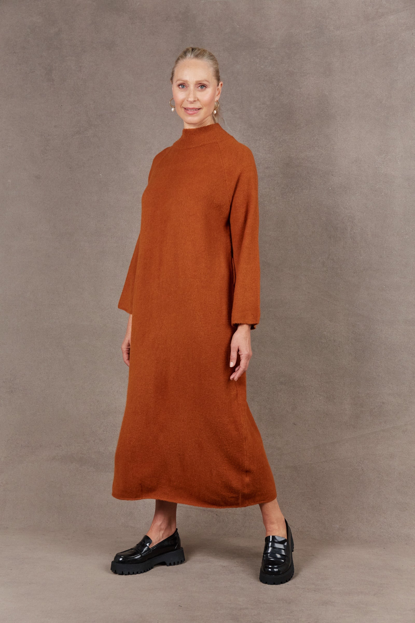 Paarl Tie Knit Dress - Ochre - eb&ive Clothing - Knit Dress One Size