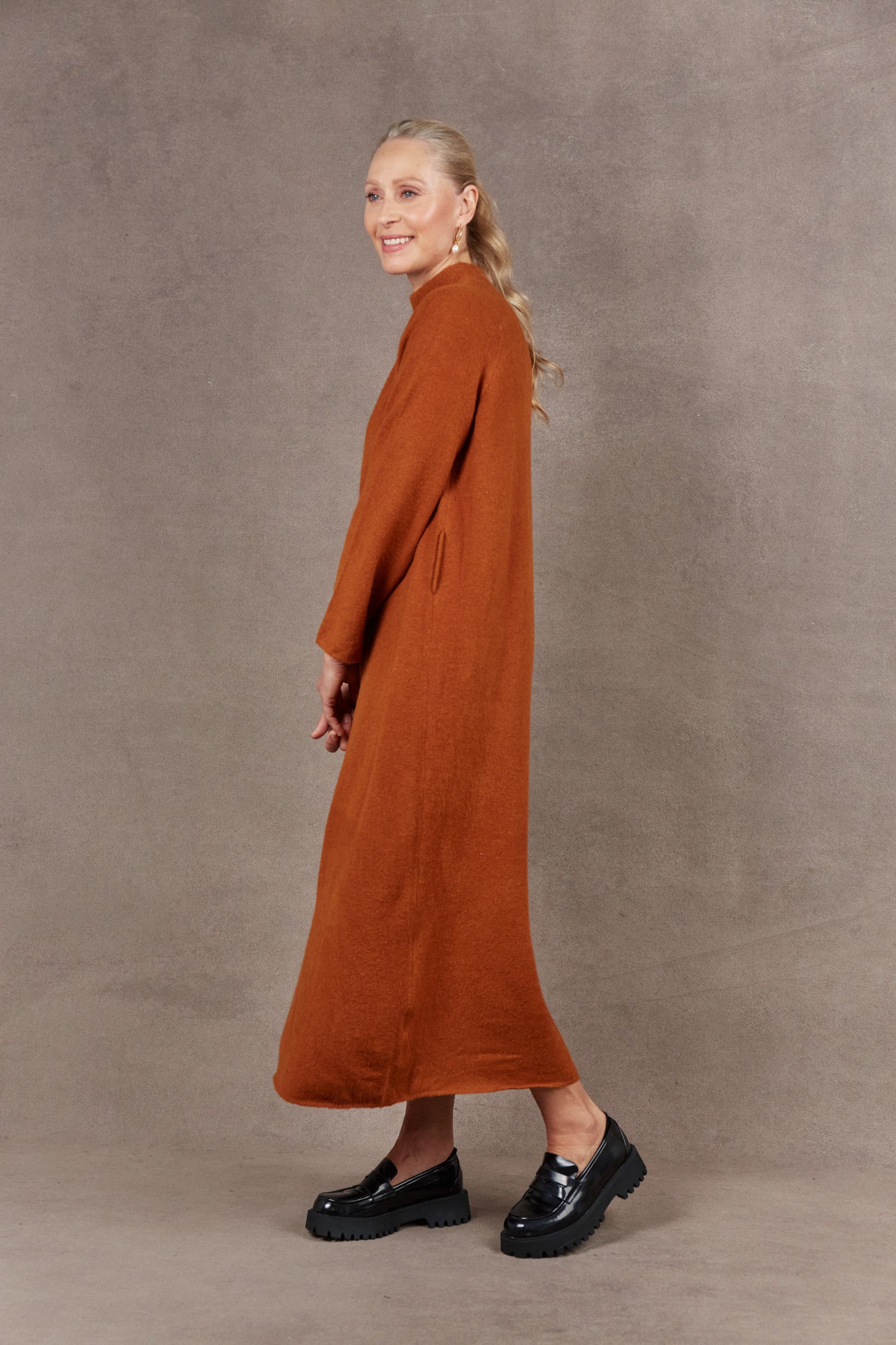 Paarl Tie Knit Dress - Ochre - eb&ive Clothing - Knit Dress One Size
