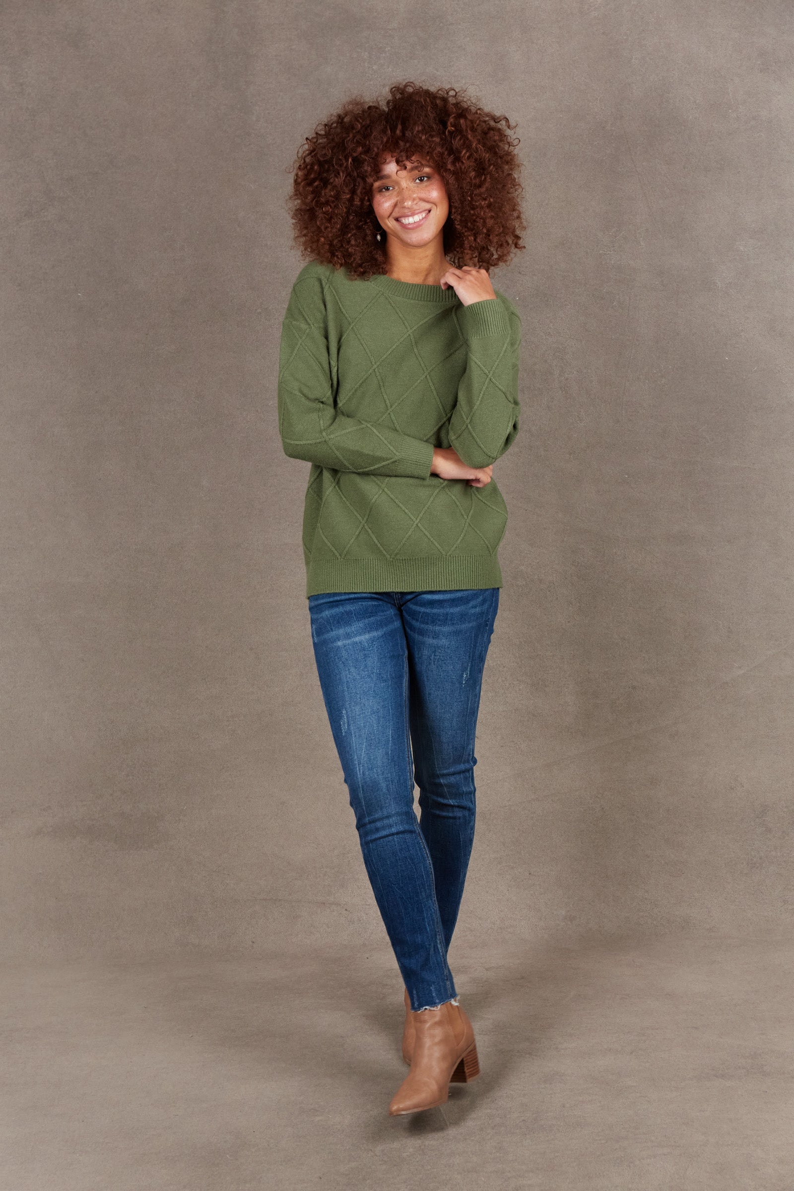 Nakako Jumper - Moss - eb&ive Clothing - Knit Jumper