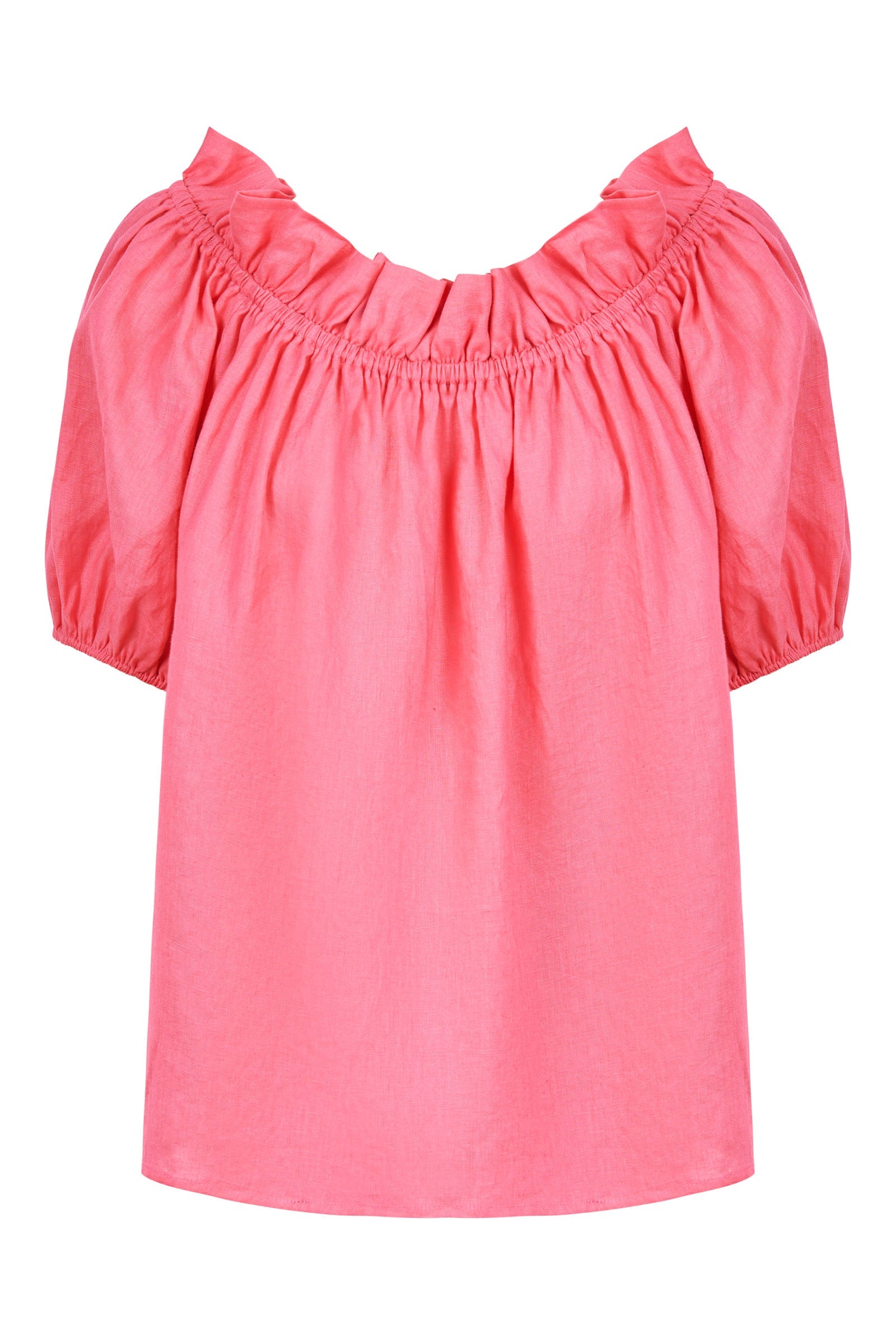 Halcyon Ruched Top - Musk - eb&ive Clothing - Top Cap Sleeve Linen