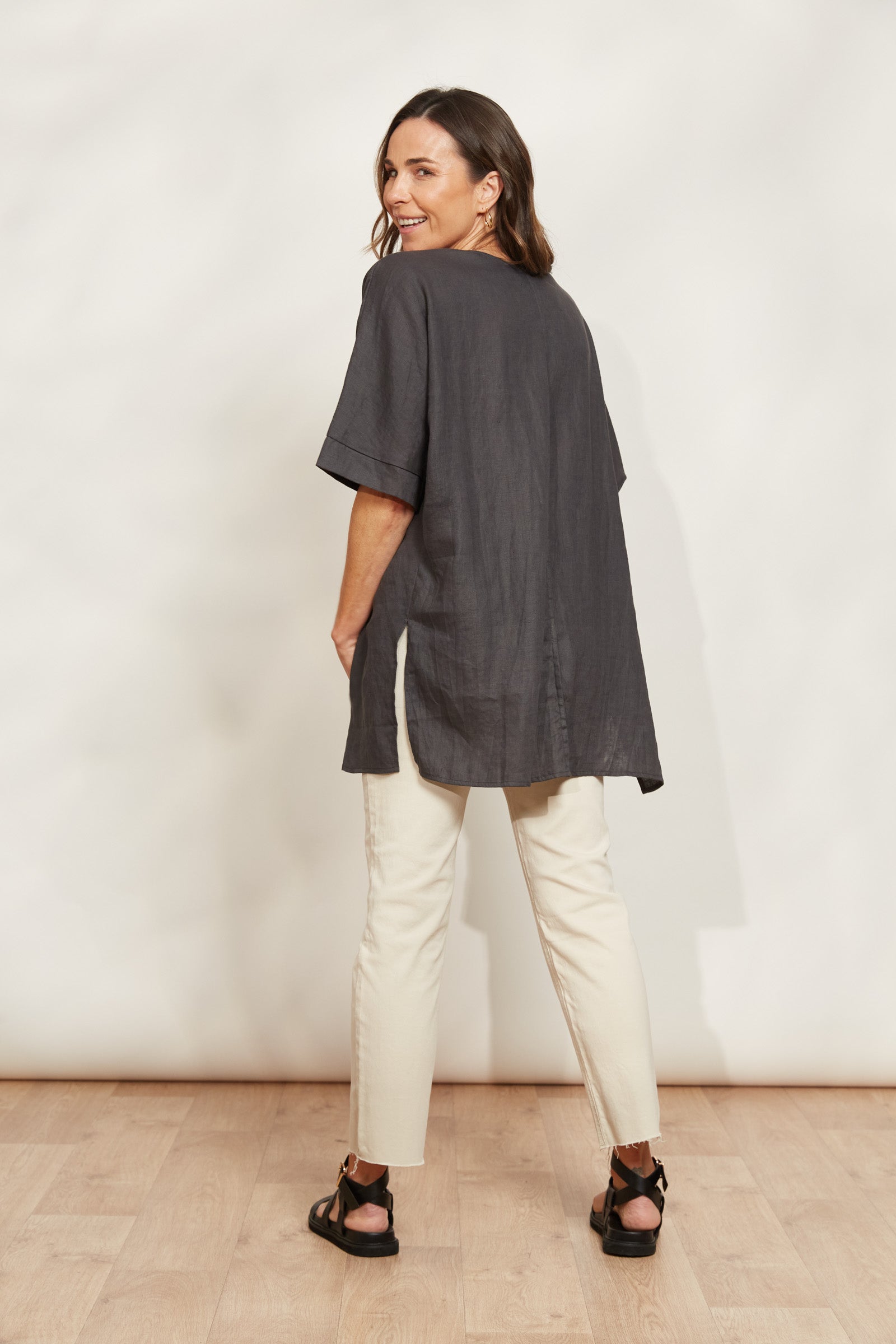 Halcyon Relaxed Top - Oyster - eb&ive Clothing - Top S/S Linen One Size