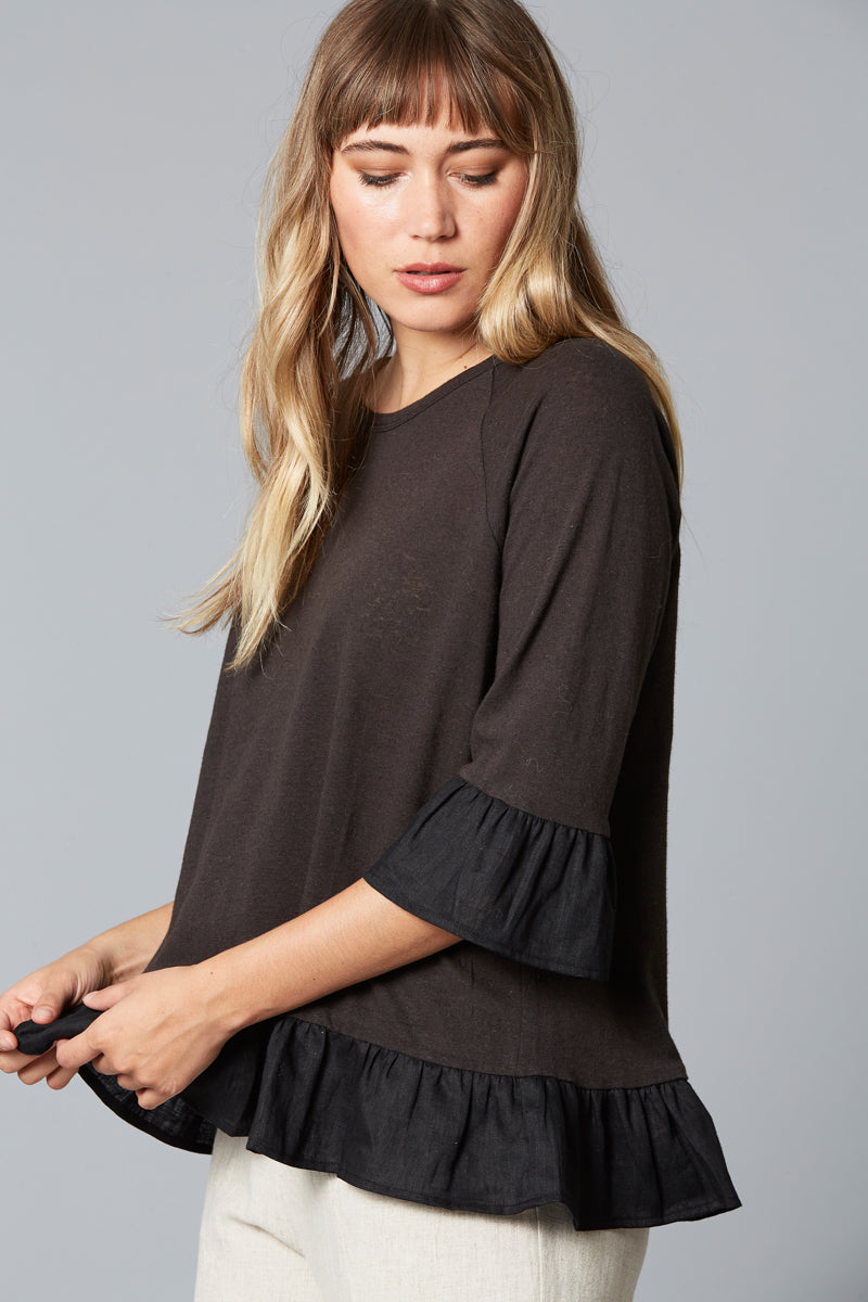 Mama Frill TShirt - Charcoal