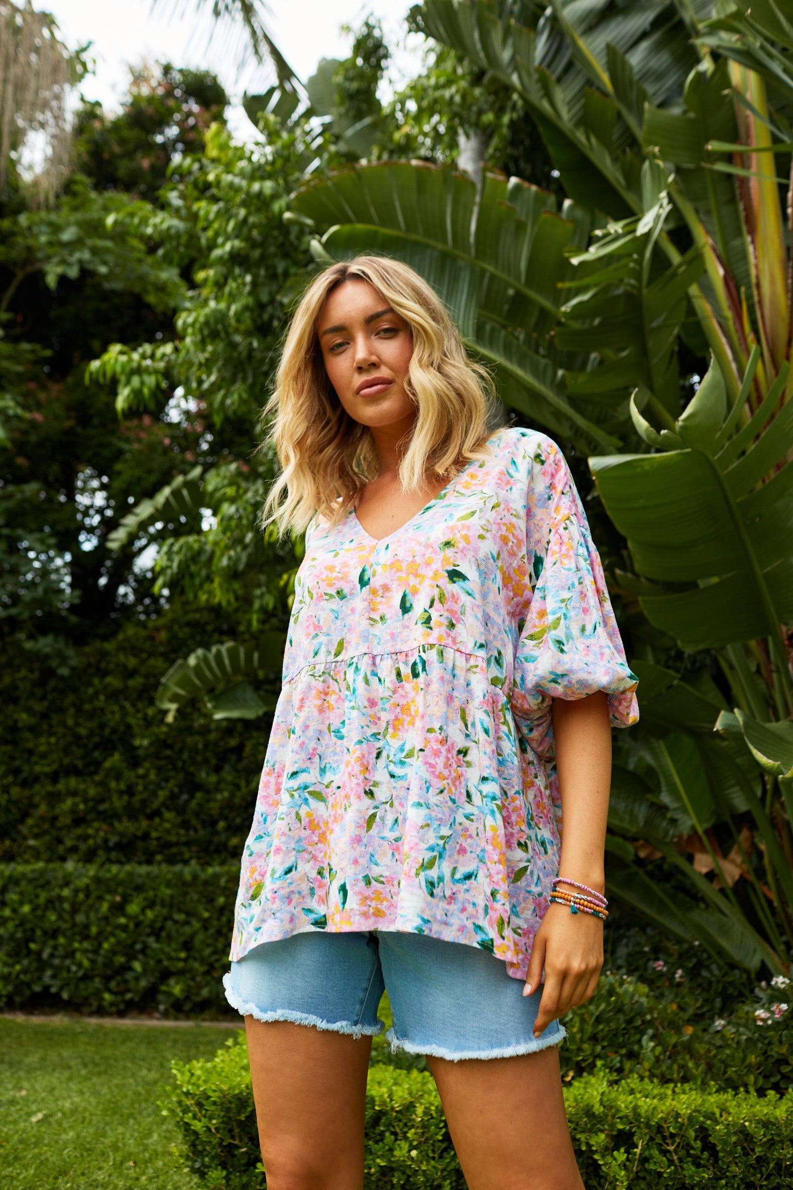 Flora Relax Top - Salt Hydrangea - Isle of Mine Clothing - Top S/S One Size