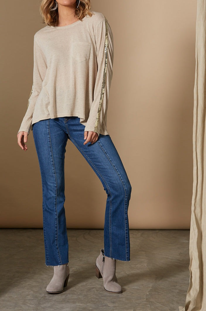 Embrace Tshirt - Flax - Isle of Mine Clothing - Top Tshirt L/S Linen