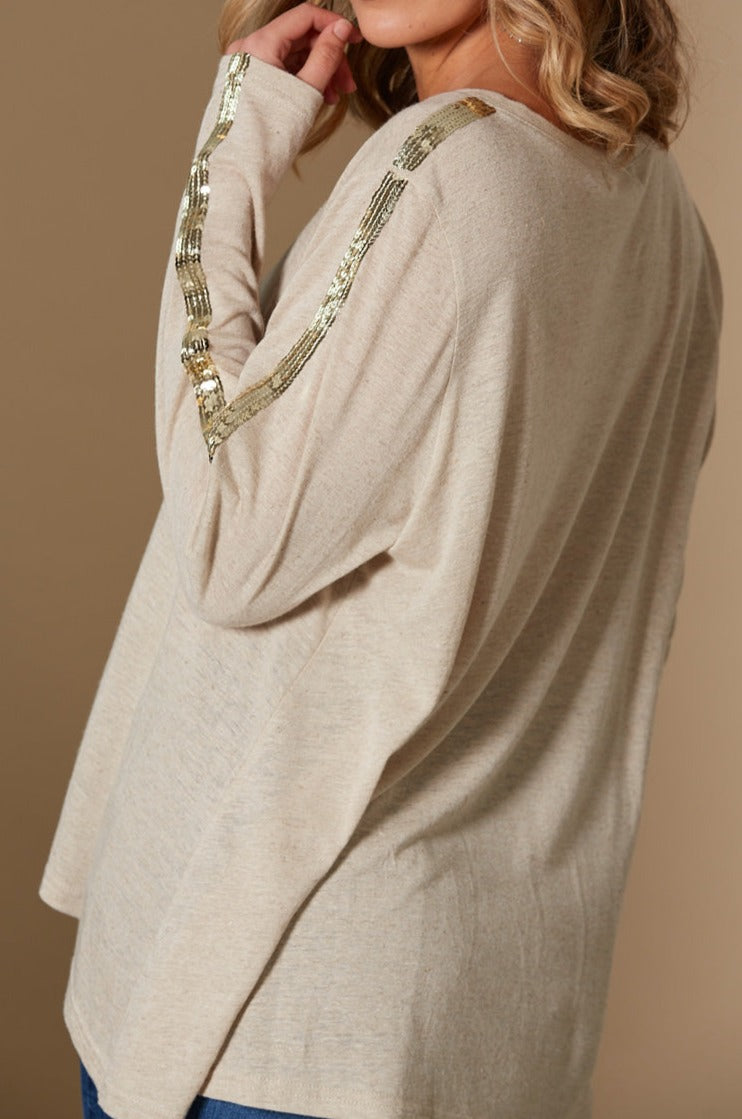 Embrace Tshirt - Flax - Isle of Mine Clothing - Top Tshirt L/S Linen