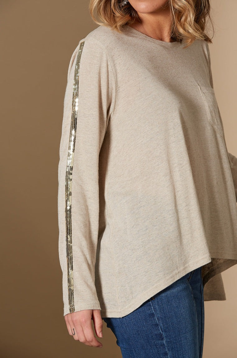 Embrace Tshirt - Flax - Isle of Mine Clothing - Top Tshirt L/S Linen
