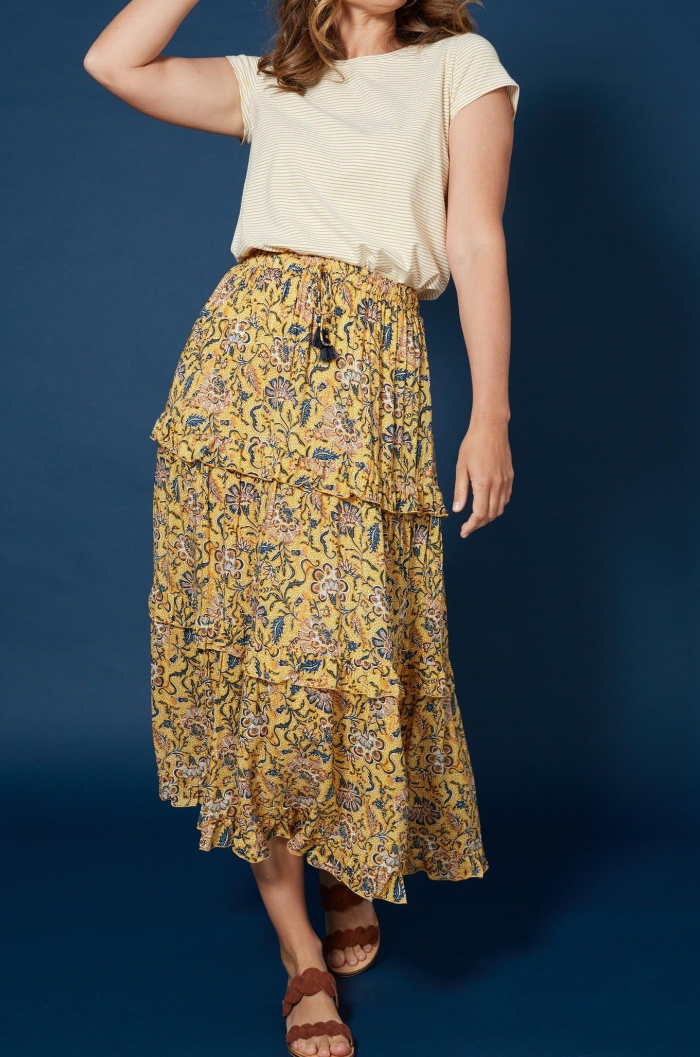 Cascara Frill Skirt - Batik - Isle of Mine Clothing - Skirt Maxi