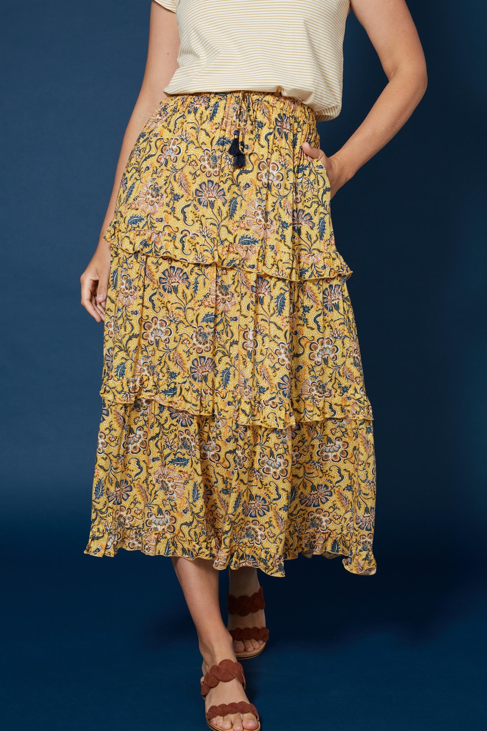 Cascara Frill Skirt - Batik - Isle of Mine Clothing - Skirt Maxi