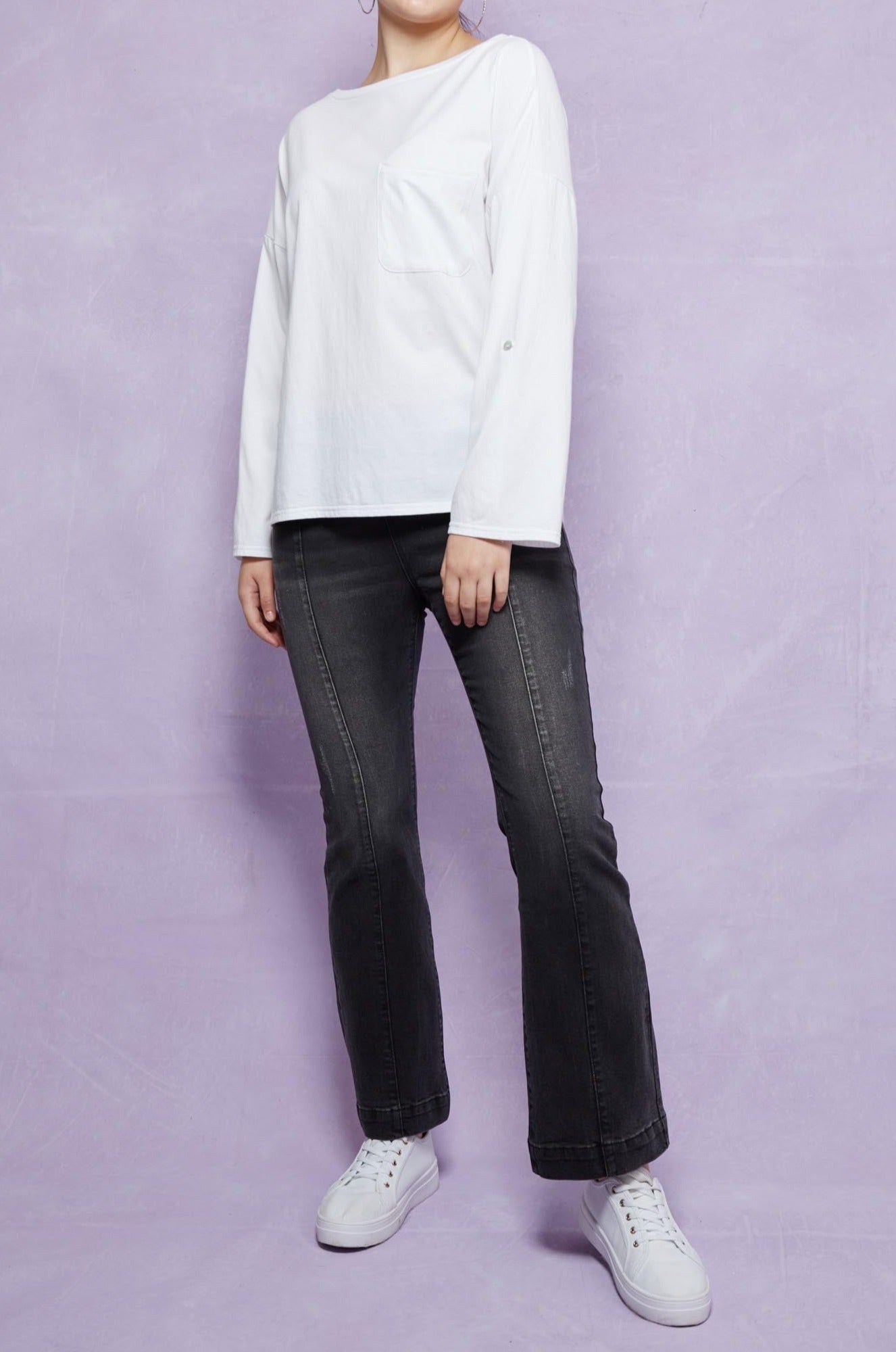 Malala Tshirt - Dove - Isle of Mine Clothing - Top 3/4 Sleeve
