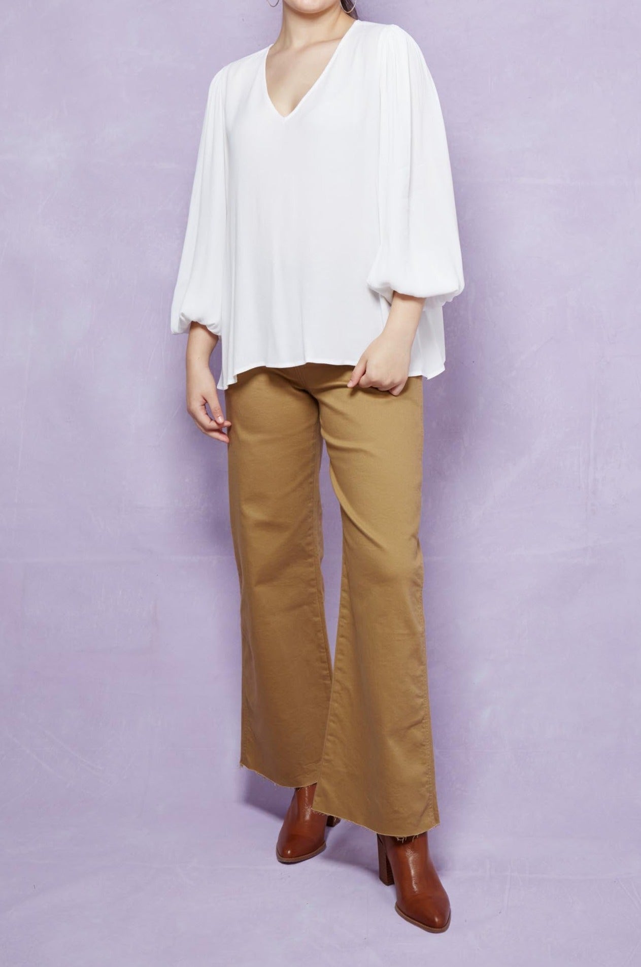 Coppola V Blouse - Dove - Isle of Mine Clothing - Top L/S