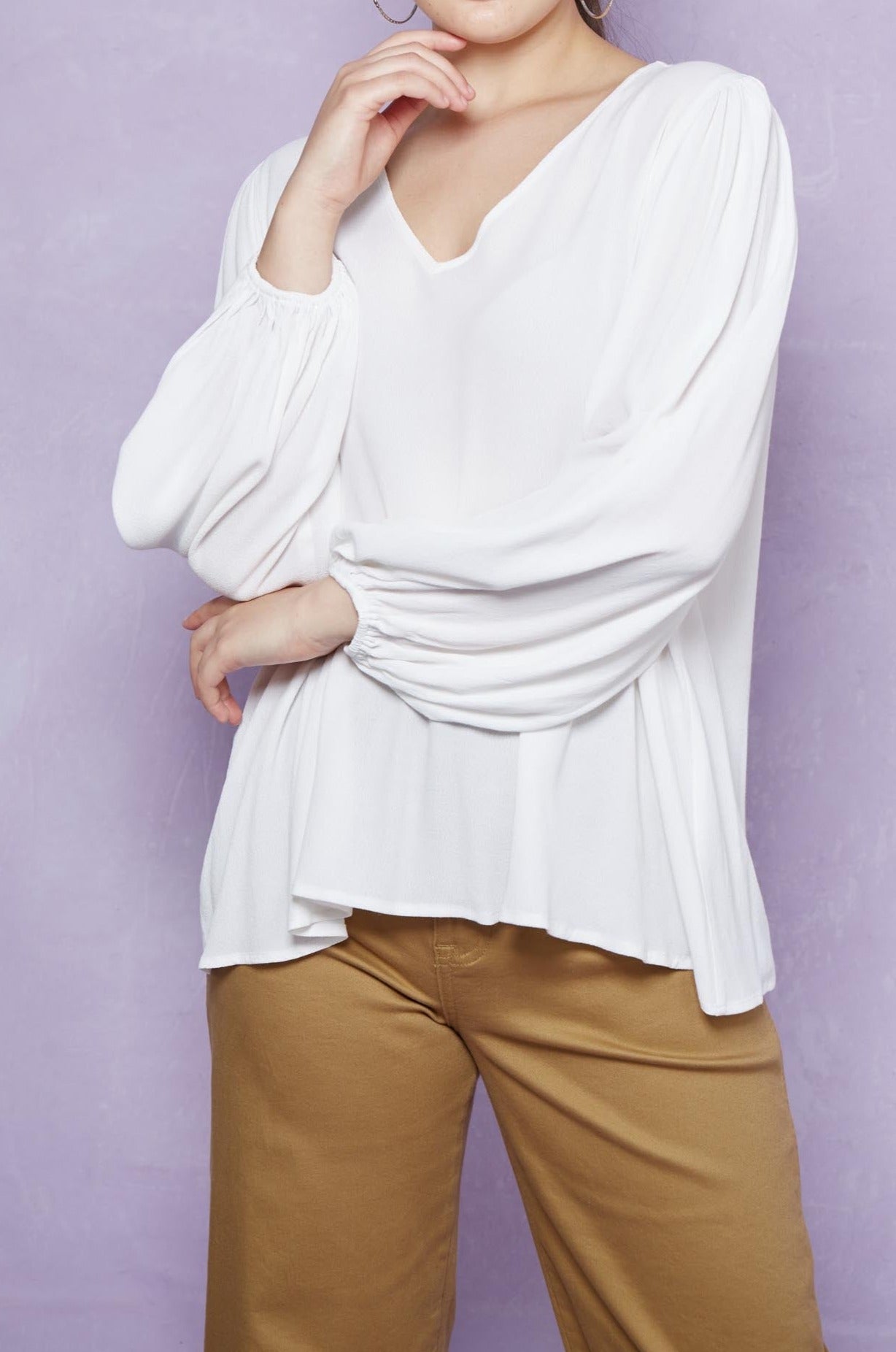 Coppola V Blouse - Dove - Isle of Mine Clothing - Top L/S