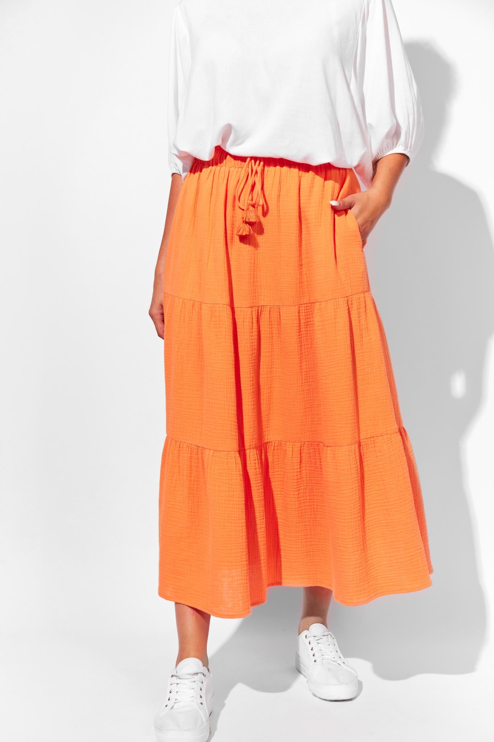 Java Tiered Skirt - Melon - Isle of Mine Clothing - Skirt Mid