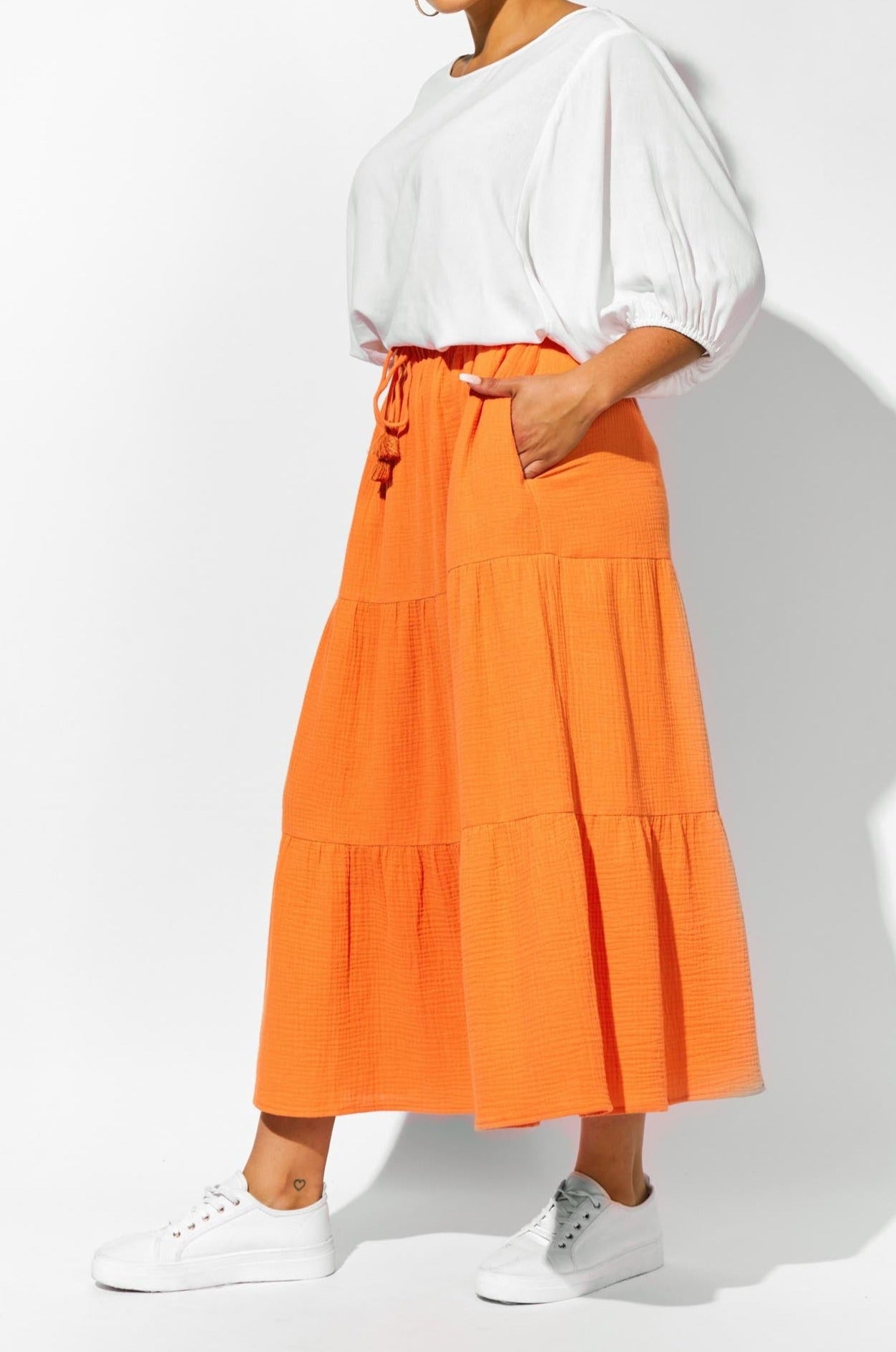 Java Tiered Skirt - Melon - Isle of Mine Clothing - Skirt Mid
