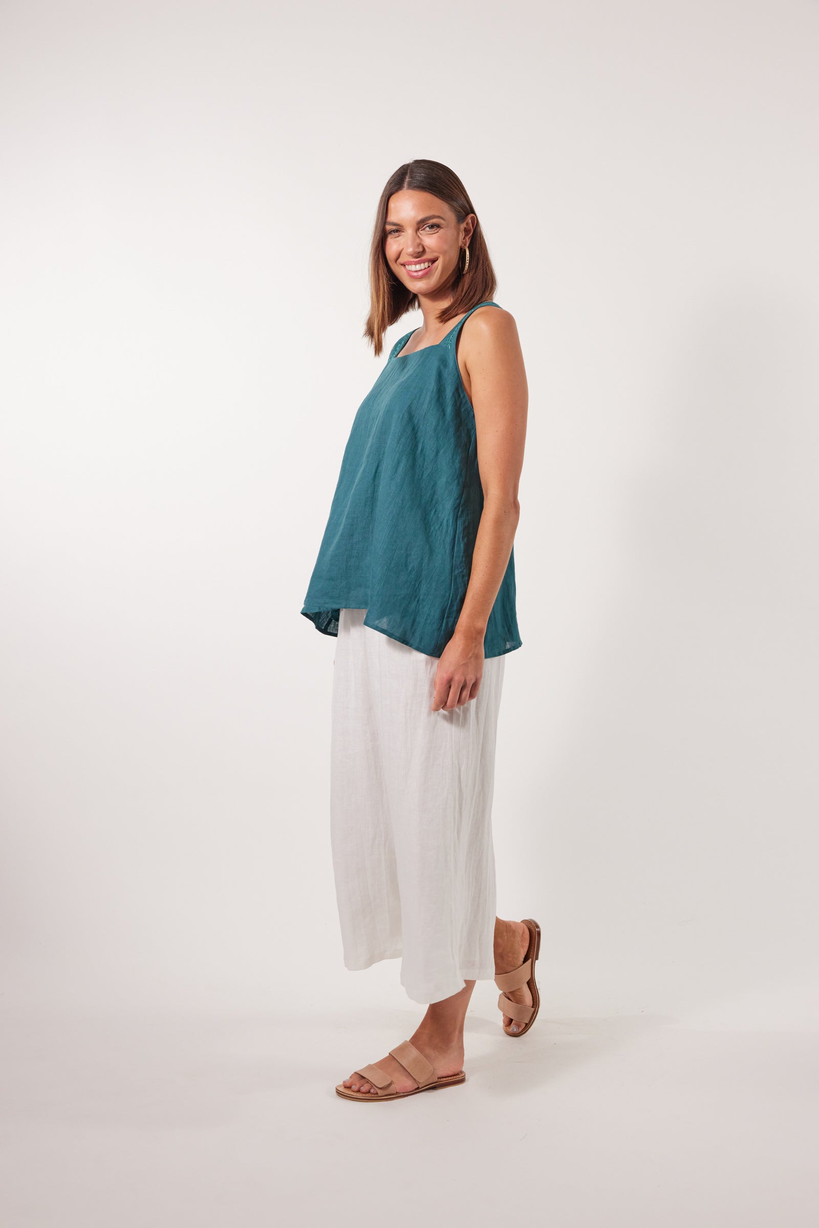 Gala Tank - Teal - Isle of Mine Clothing - Top Sleeveless Ramie