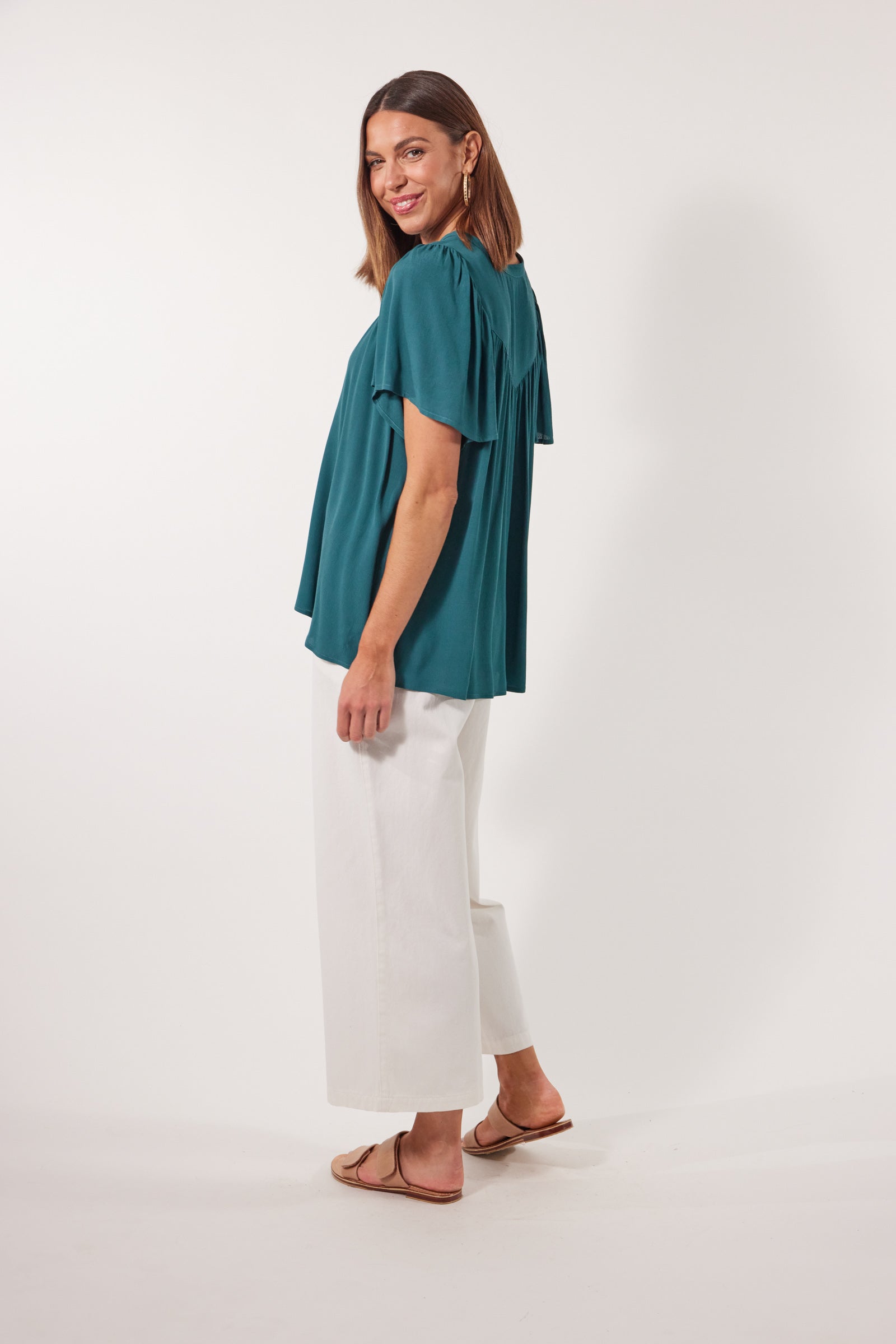 Botanical Blouse - Teal - Isle of Mine Clothing - Top S/S