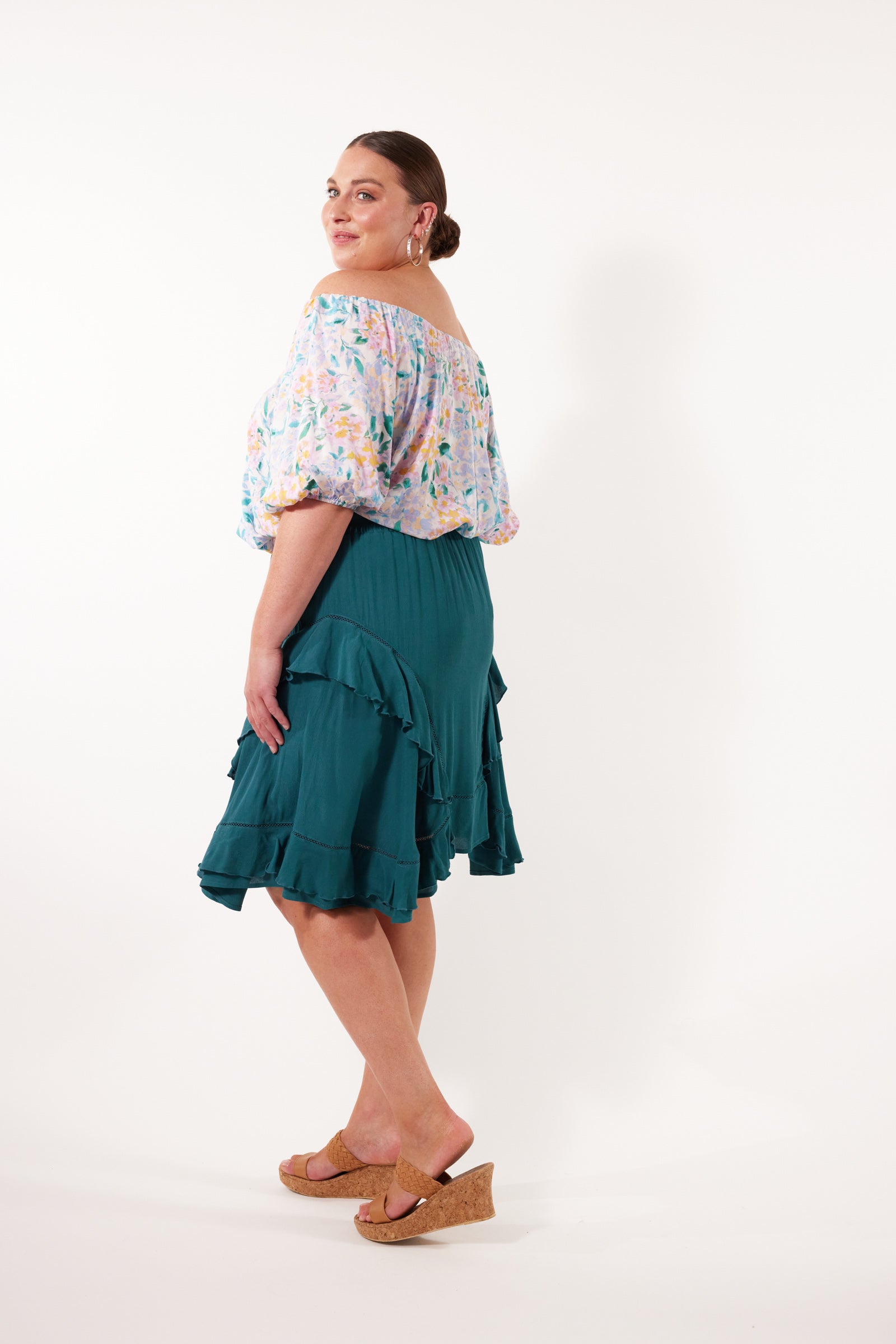 Botanical Skirt - Teal - Isle of Mine Clothing - Skirt Mini
