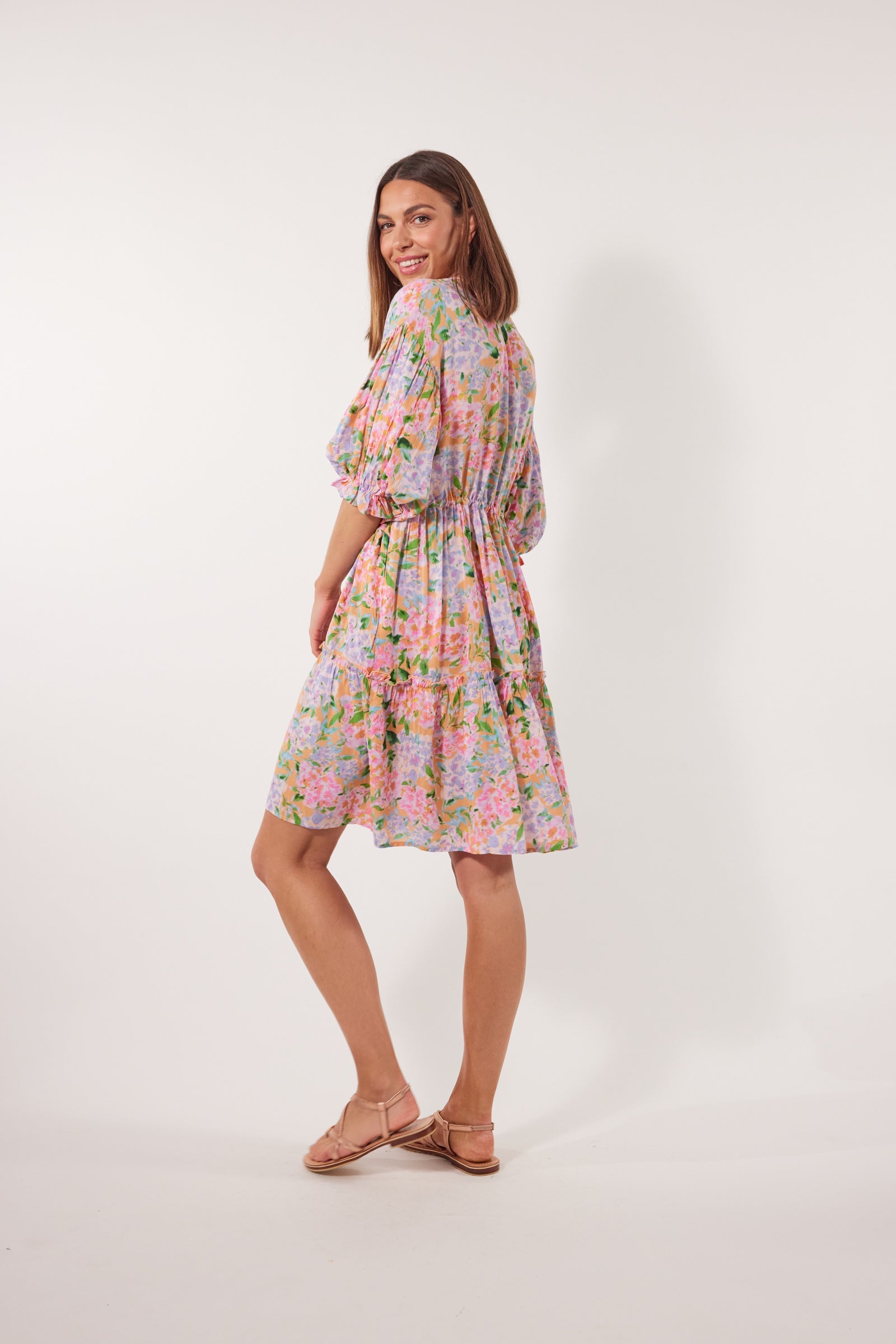 Botanical Tie Dress - Sunset Hydrangea - Isle of Mine Clothing - Dress Mid One Size