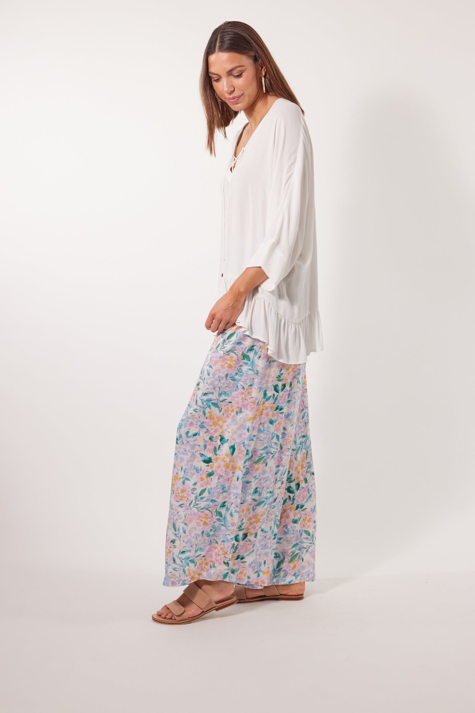 Botanical V Relax Top - Lotus - Isle of Mine Clothing - Top 3/4 Sleeve