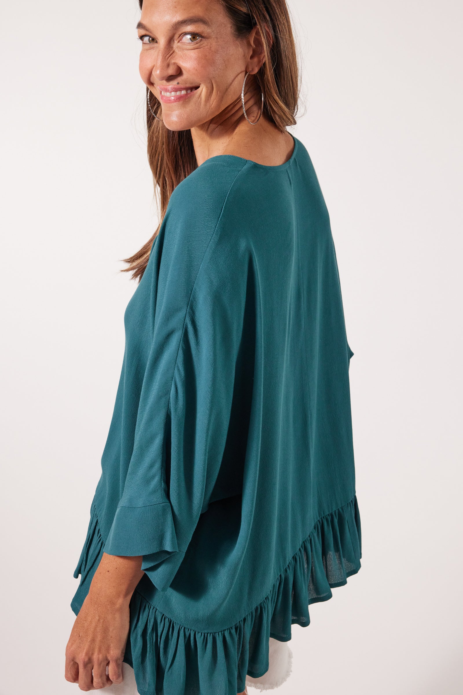 Botanical V Relax Top - Teal - Isle of Mine Clothing - Top 3/4 Sleeve