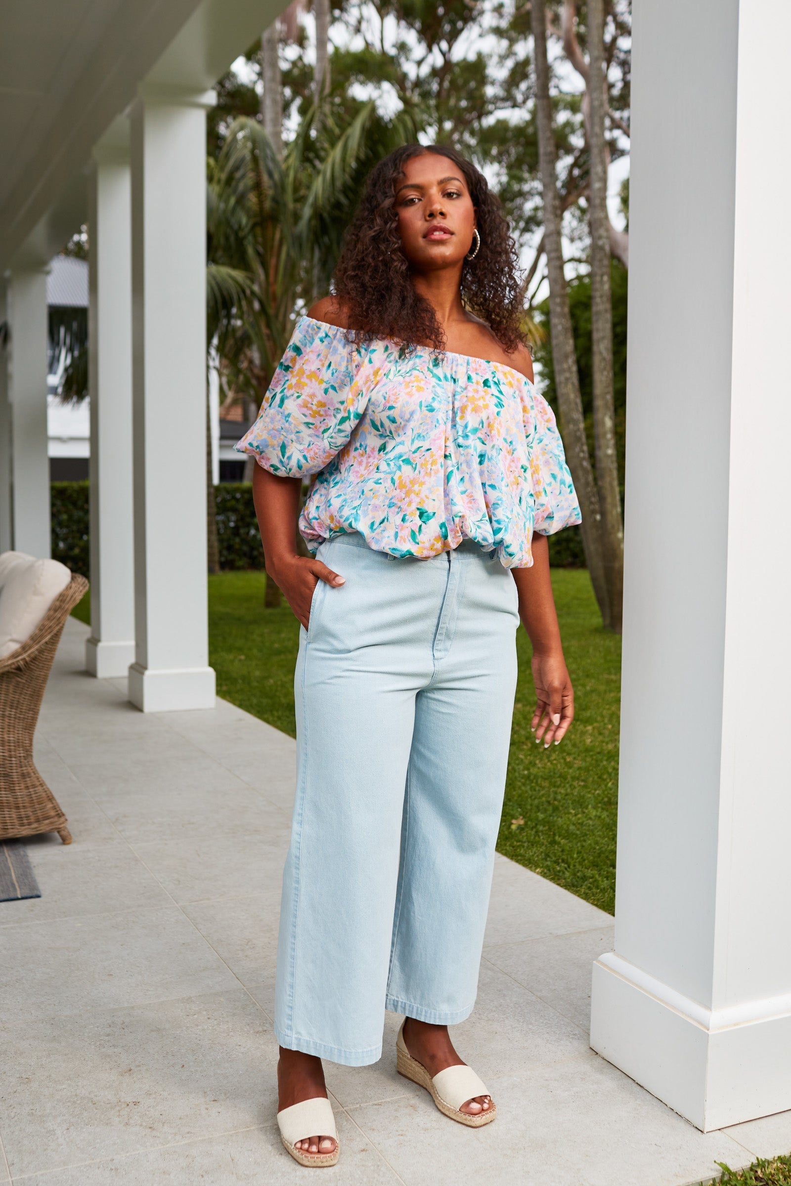 Botanical Relax Top - Salt Hydrangea - Isle of Mine Clothing - Top S/S One Size