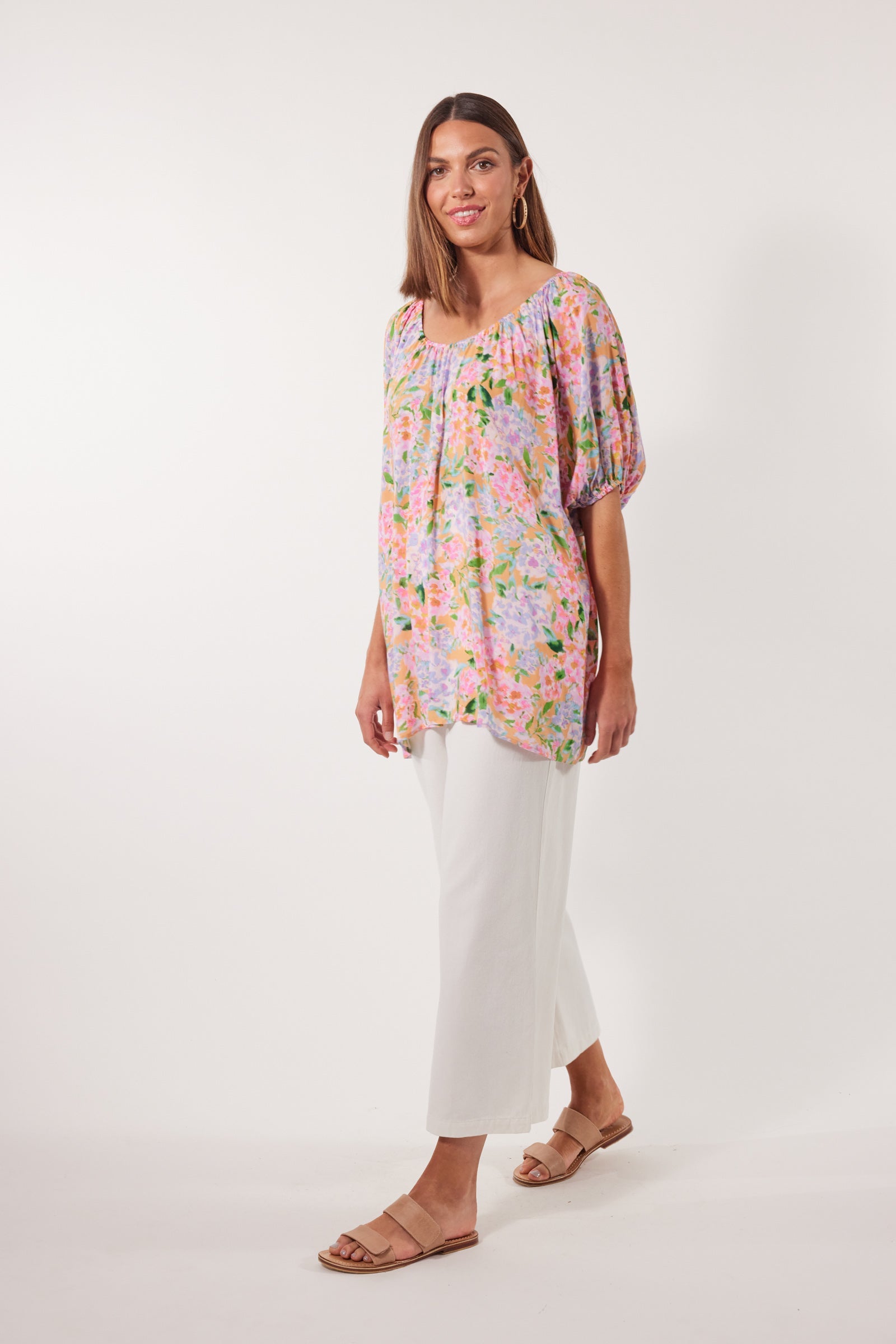 Botanical Relax Top - Sunset Hydrangea - Isle of Mine Clothing - Top S/S One Size