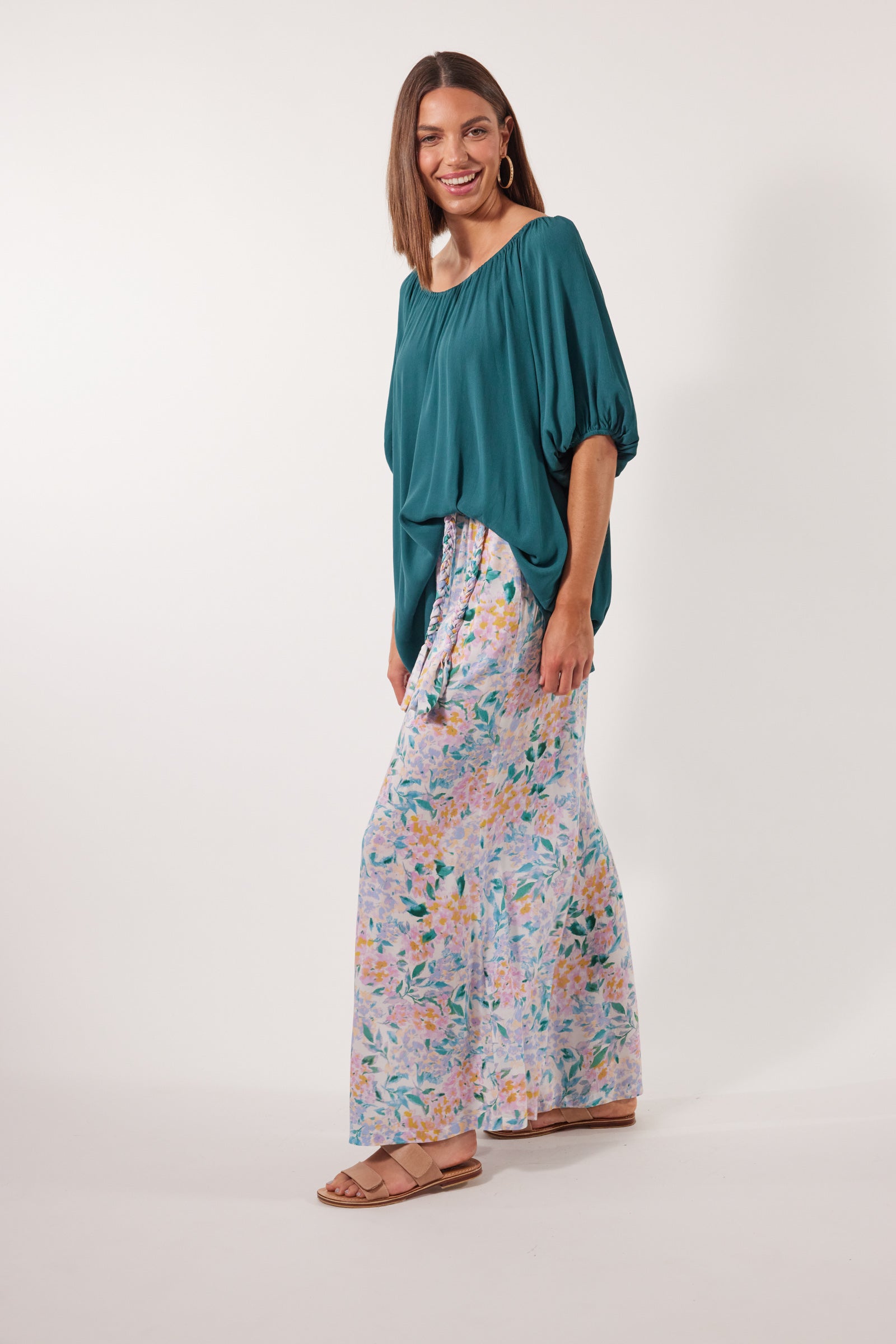 Botanical Relax Top - Teal - Isle of Mine Clothing - Top S/S One Size