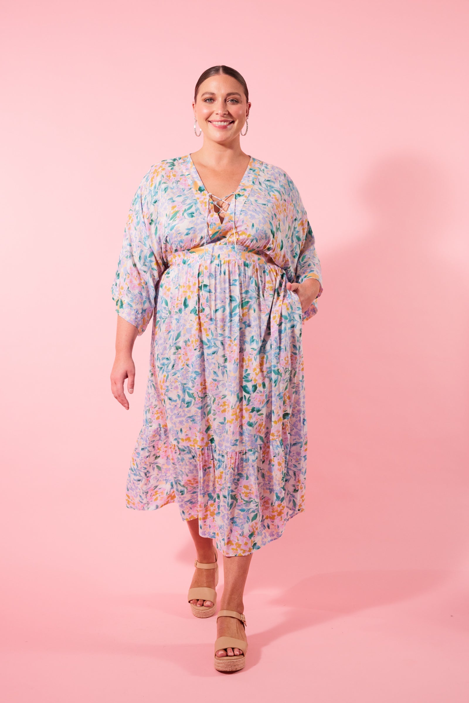 Botanical Relax Dress - Salt Hydrangea - Isle of Mine Clothing - Dress Maxi One Size