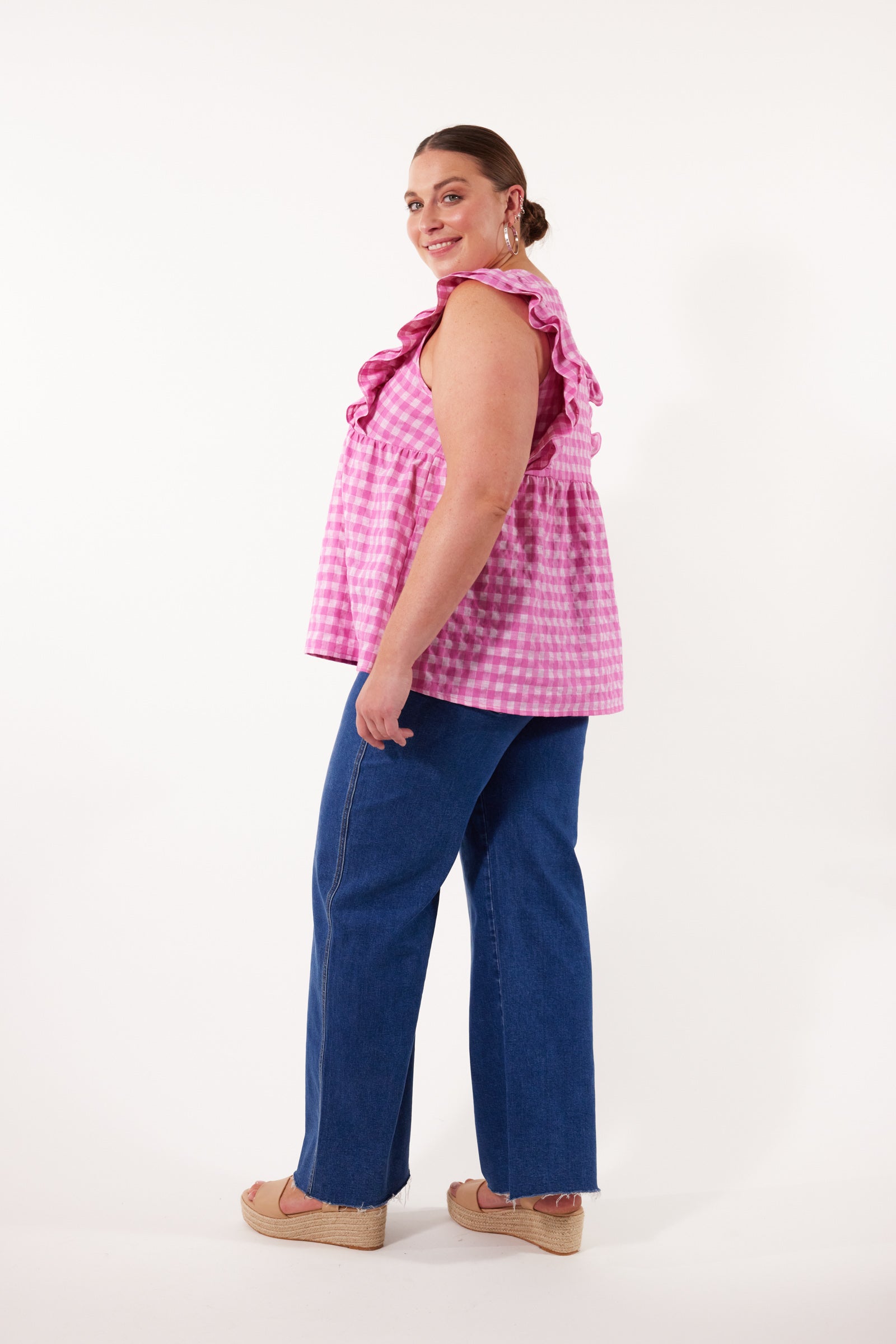 Alfresco Frill Top - Carnival - Isle of Mine Clothing - Top Sleeveless Linen