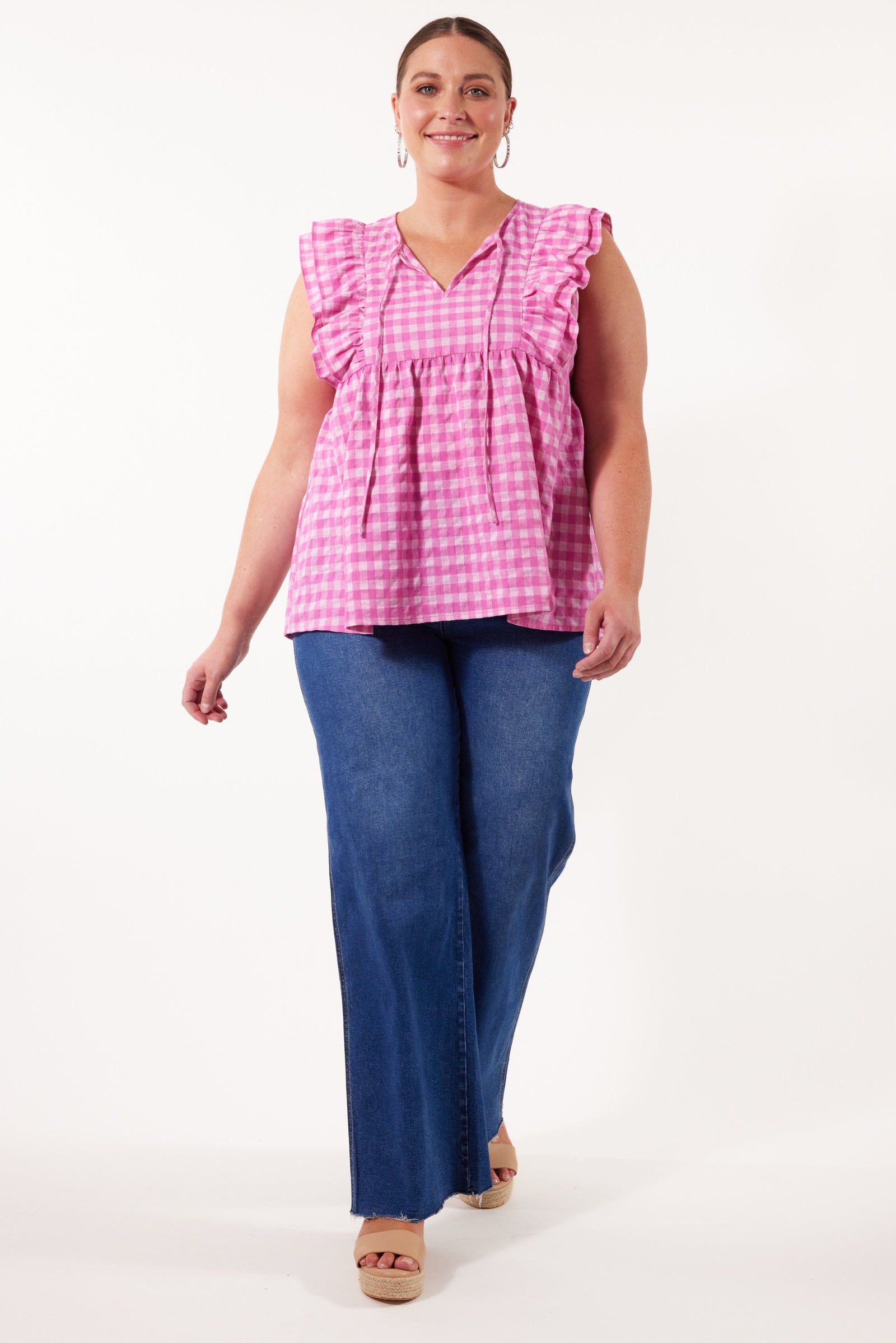 Alfresco Frill Top - Carnival - Isle of Mine Clothing - Top Sleeveless Linen